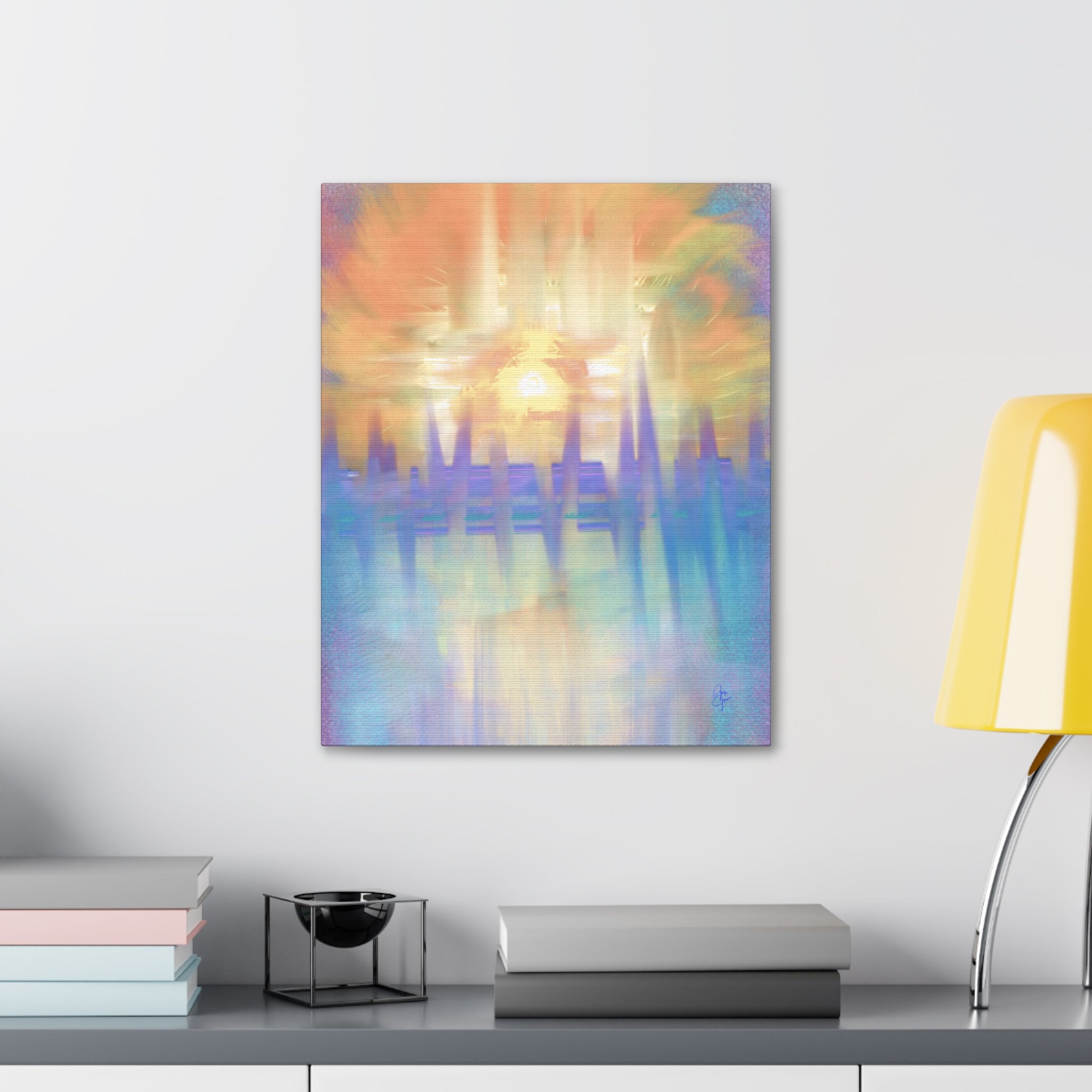 Sunrise Dreamscape Canvas Wall Art — Pastel Abstract Stretched Canvas (1.5")