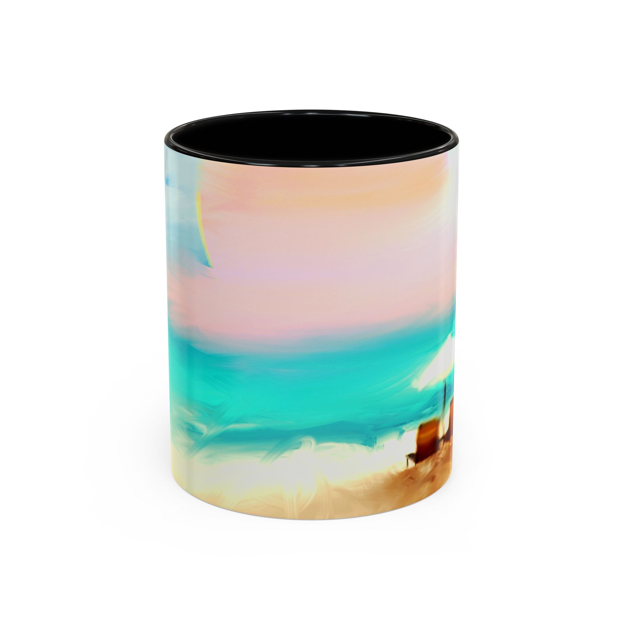 Beach Sunrise Accent Coffee Mug — Tropical Ocean Scene 11/15oz