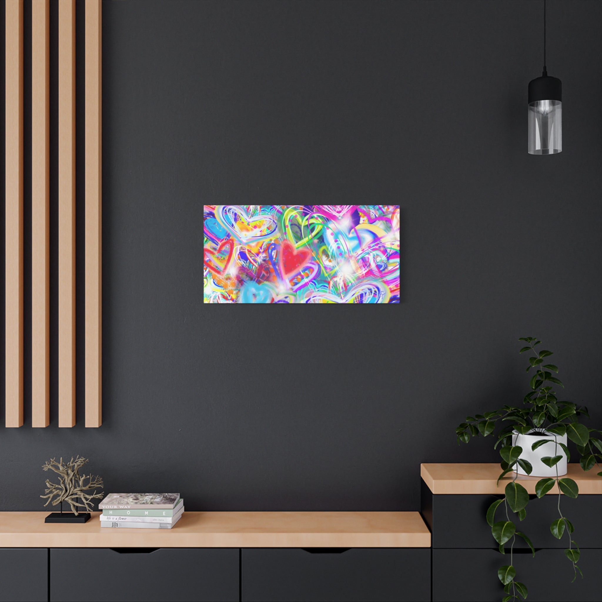 Colorful Heart Graffiti Matte Canvas