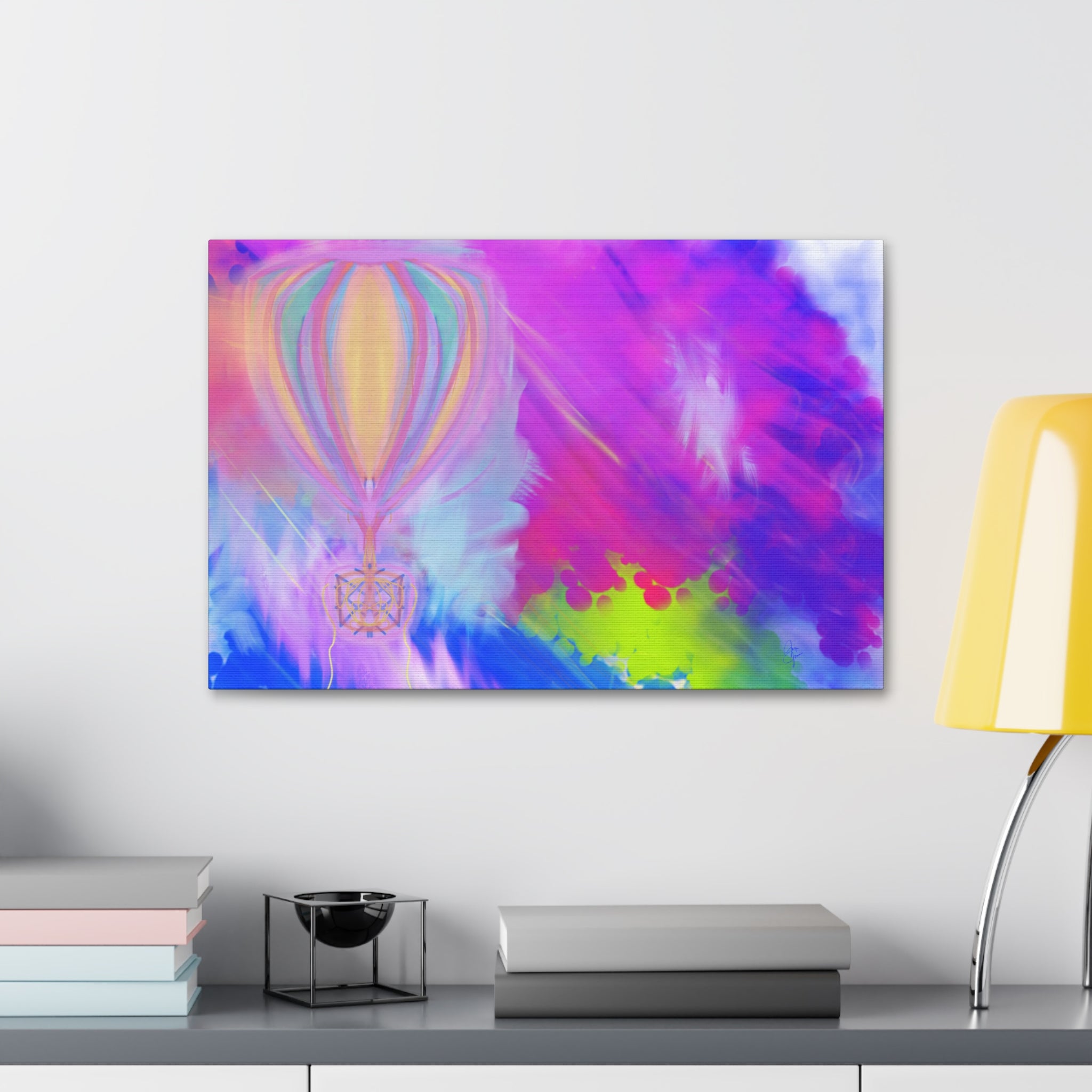 Whimsical Hot Air Balloon Kids Canvas Art — Bright Stretched Wall Decor