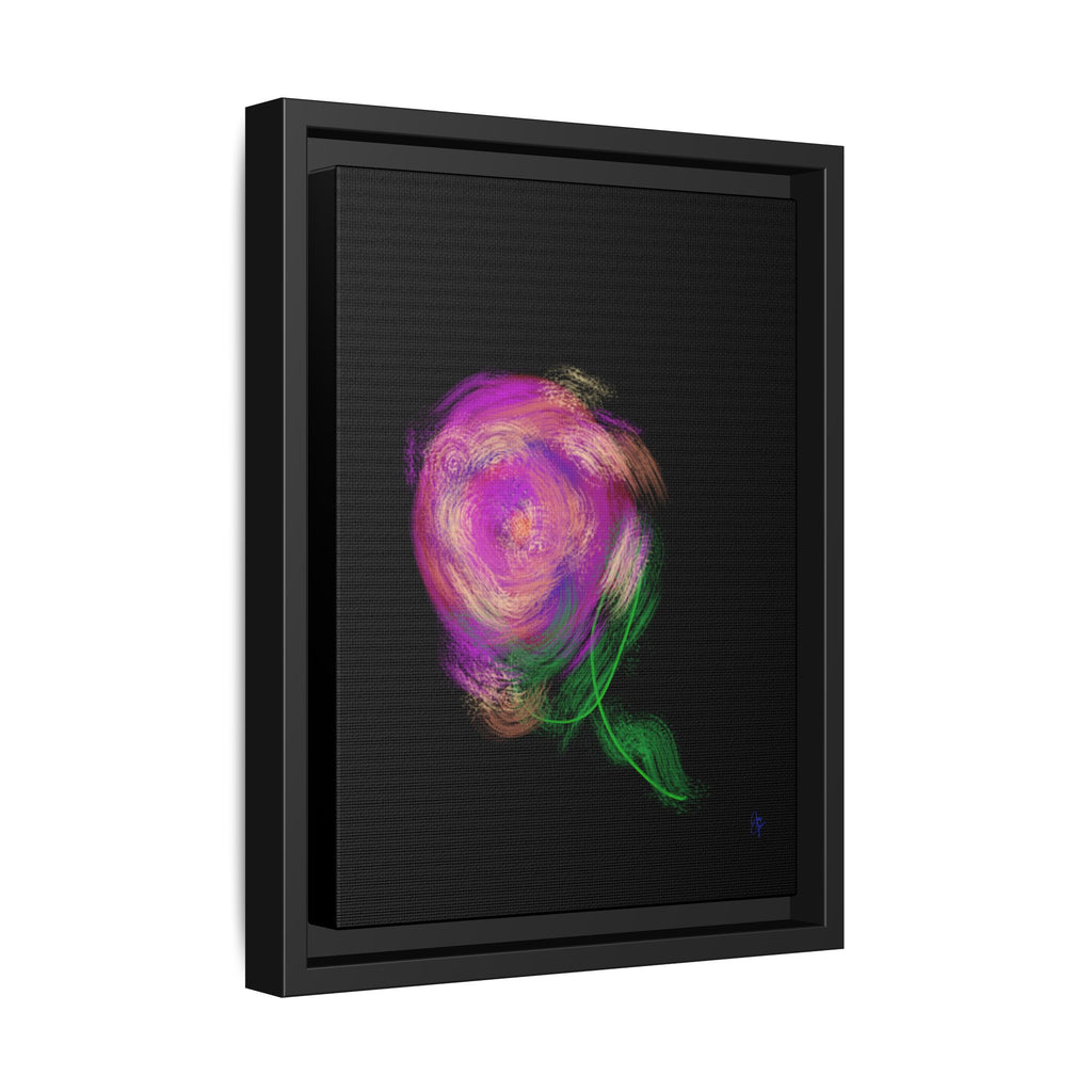 Abstract Rose Swirl Matte Framed Canvas — Multicolor Floral Wall Art