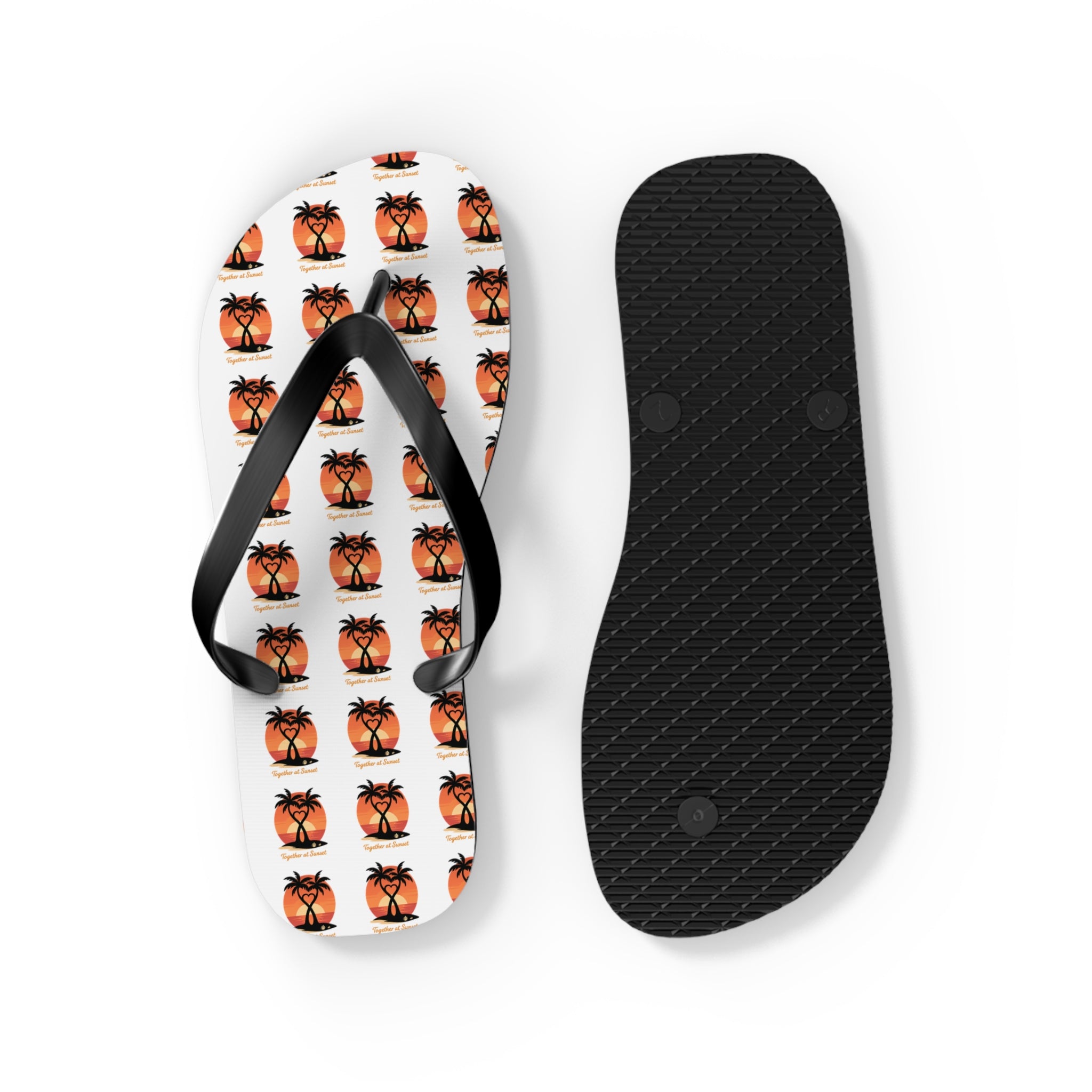 Palm Tree Sunset Flip Flops – Tropical Beach Pattern Sandals