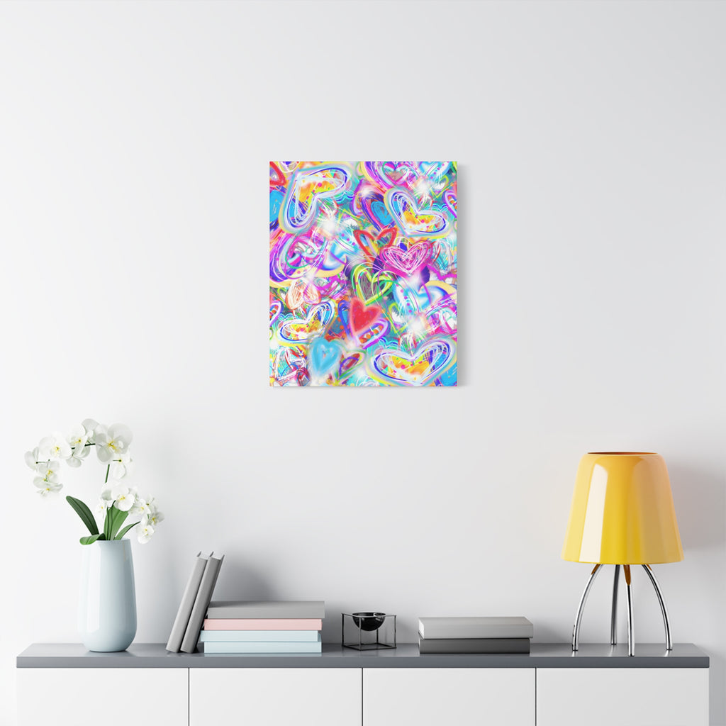 Colorful Heart Graffiti Matte Canvas