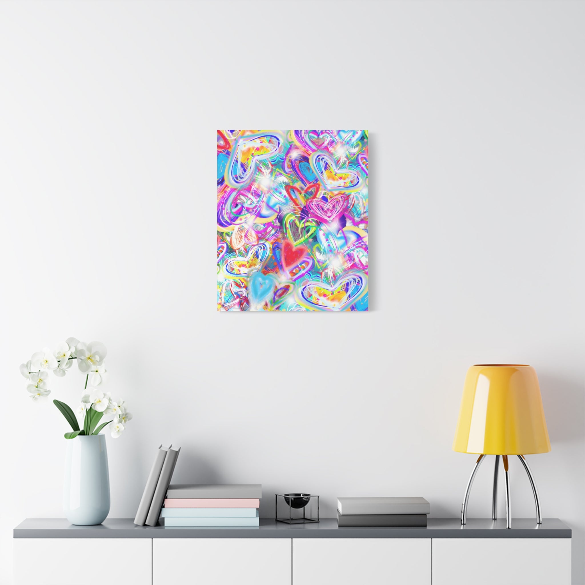 Colorful Heart Graffiti Matte Canvas