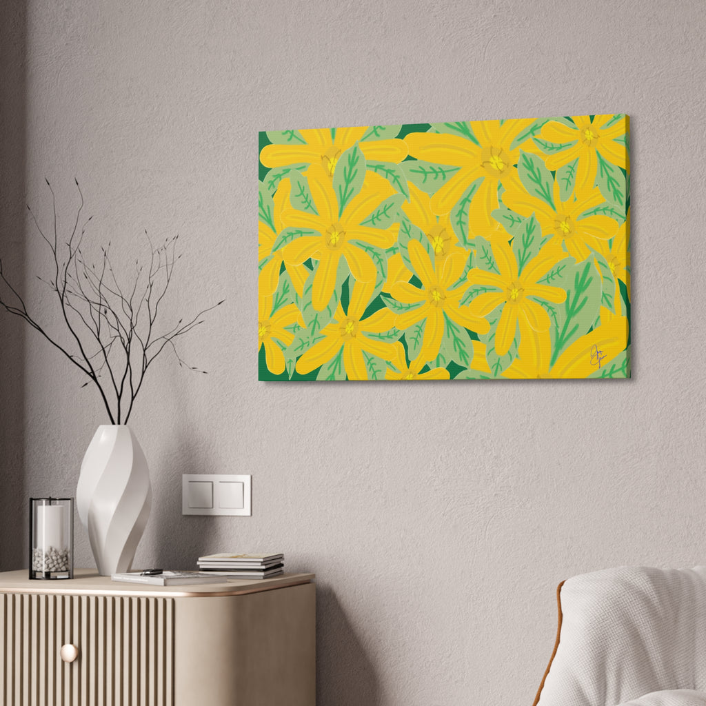 Yellow Daisy Canvas Wall Art — Bright Floral Stretched Canvas (1.5" Depth)