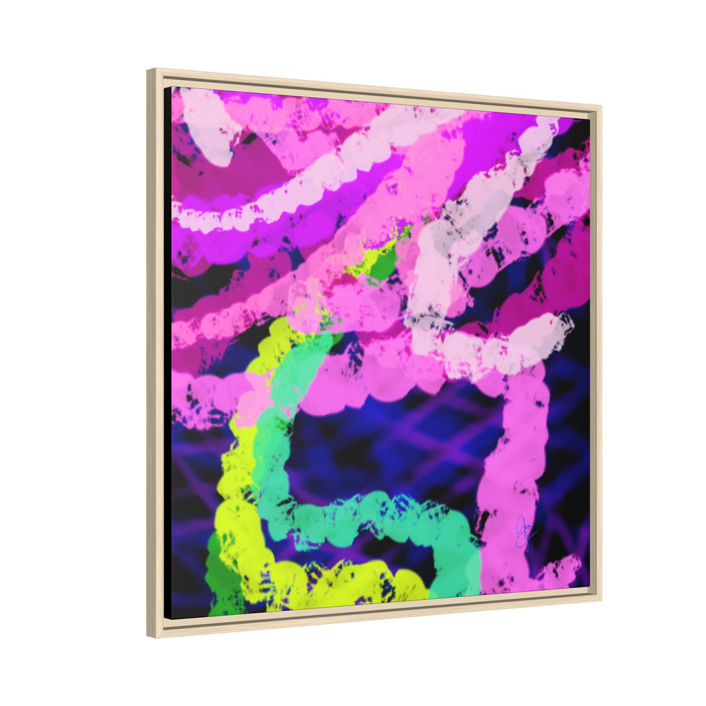 Framed Matte Canvas - Neon Rose Abstract Wall Art