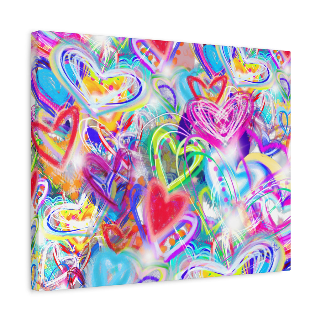 Colorful Heart Graffiti Matte Canvas