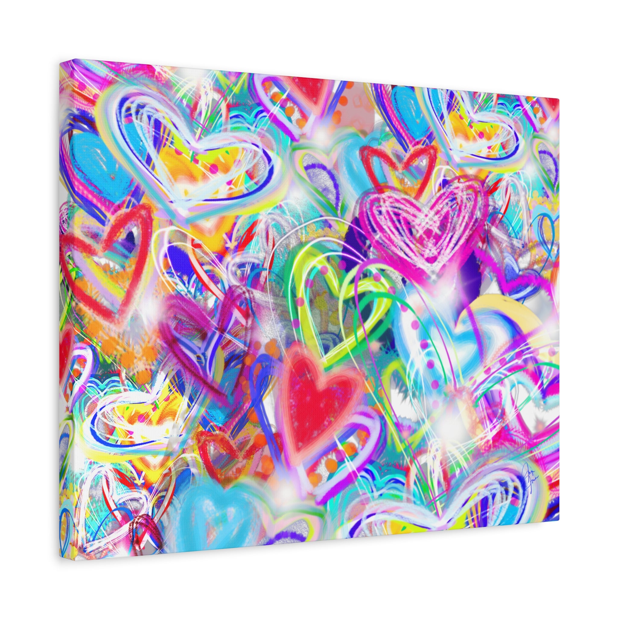 Colorful Heart Graffiti Matte Canvas