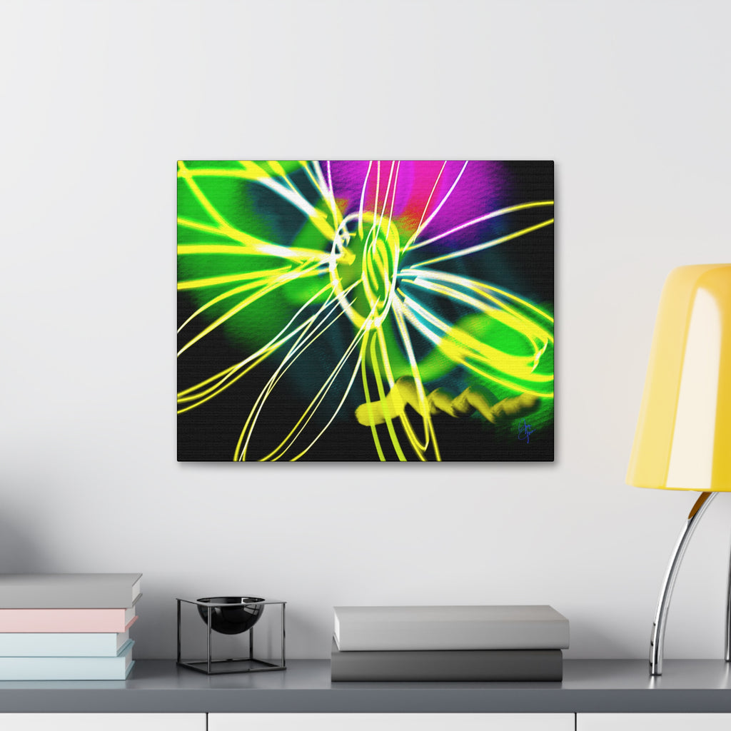 Neon Bloom Canvas Print — Abstract Floral Wall Art (Stretched 1.5")