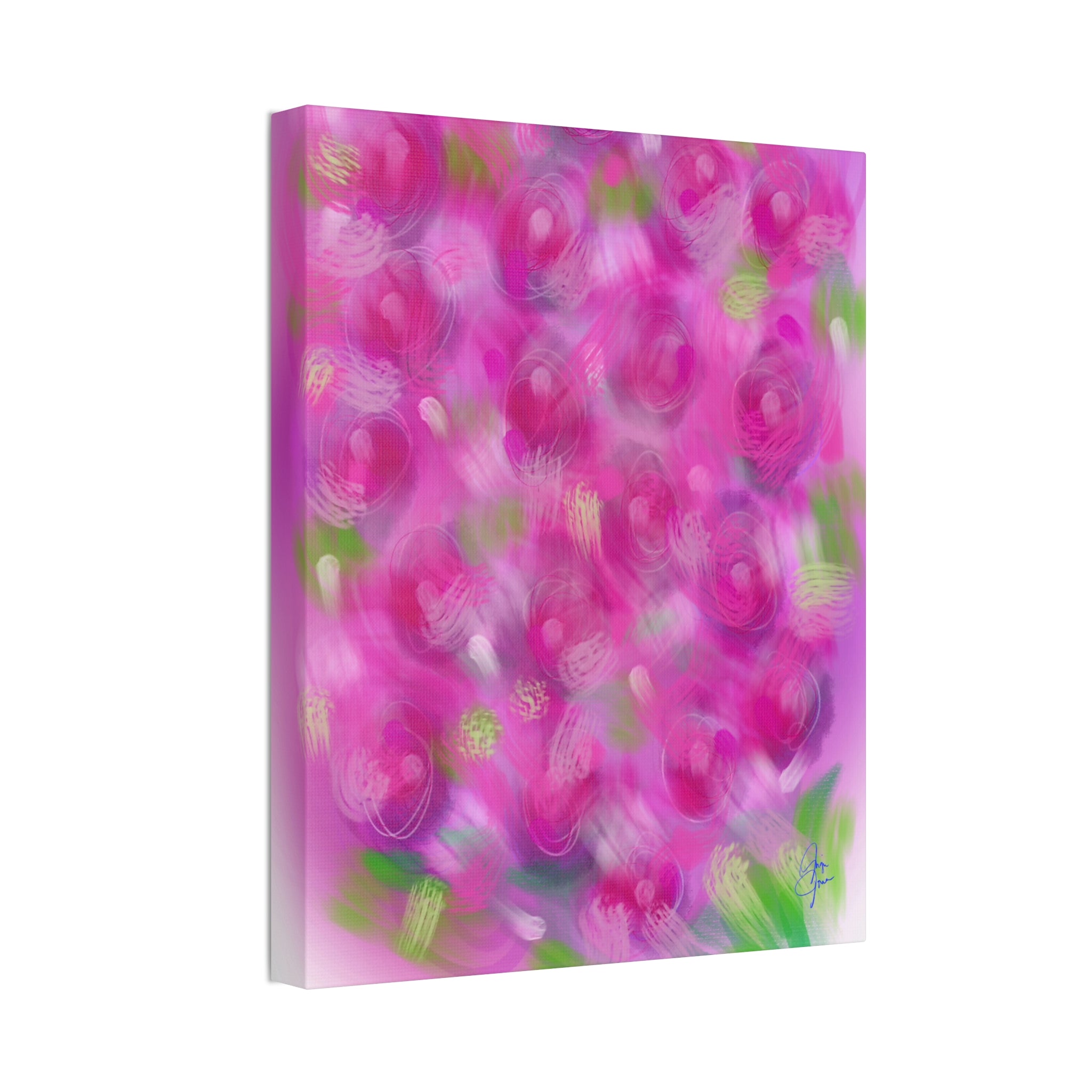 Pink Floral Abstract Canvas Print — Stretched 1.5" Wall Art