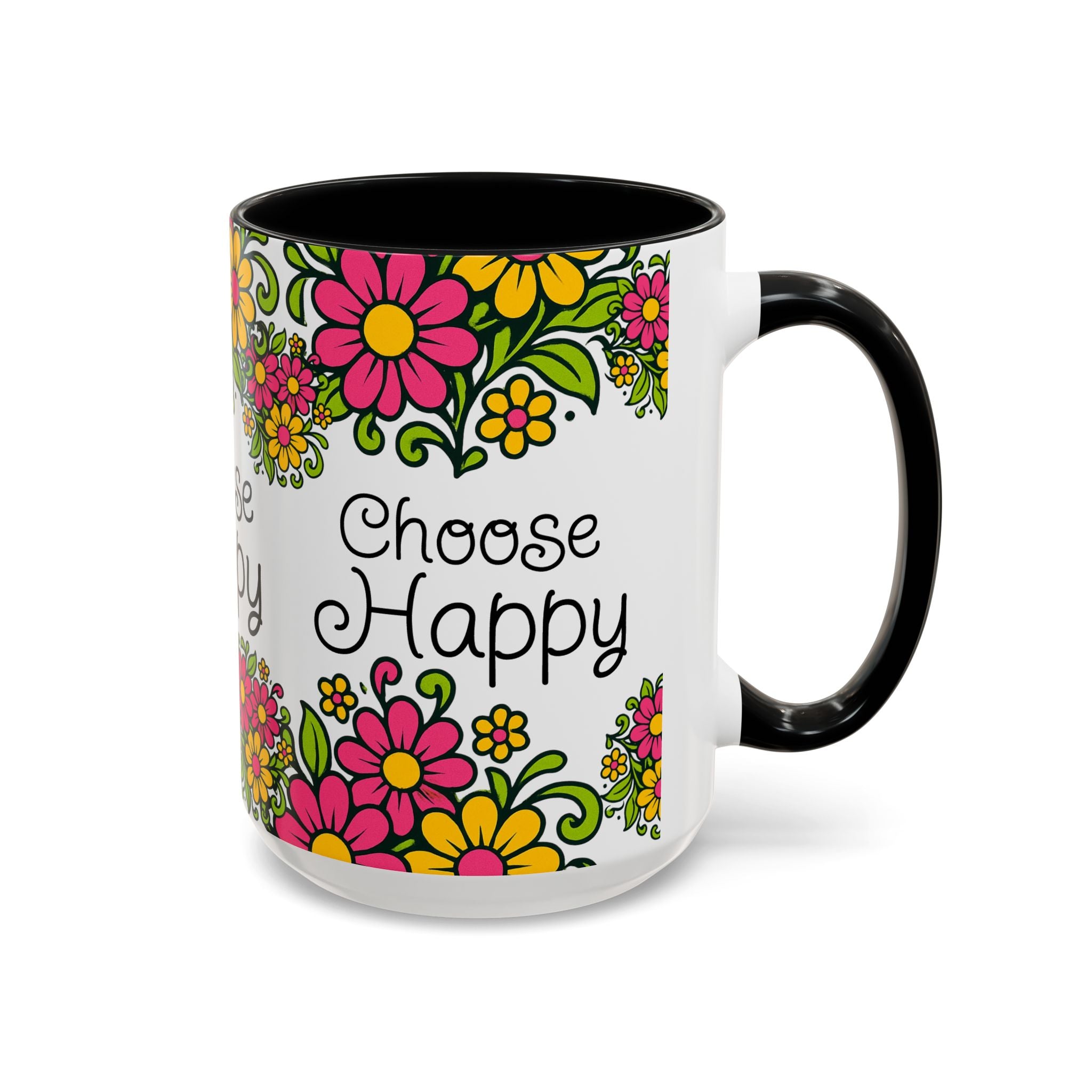Choose Happy Floral Coffee Mug — Accent 11/15oz
