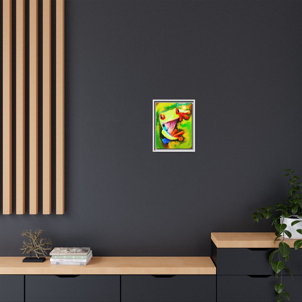 Colorful Tree Frog Matte Canvas Print — Framed Tropical Wall Art