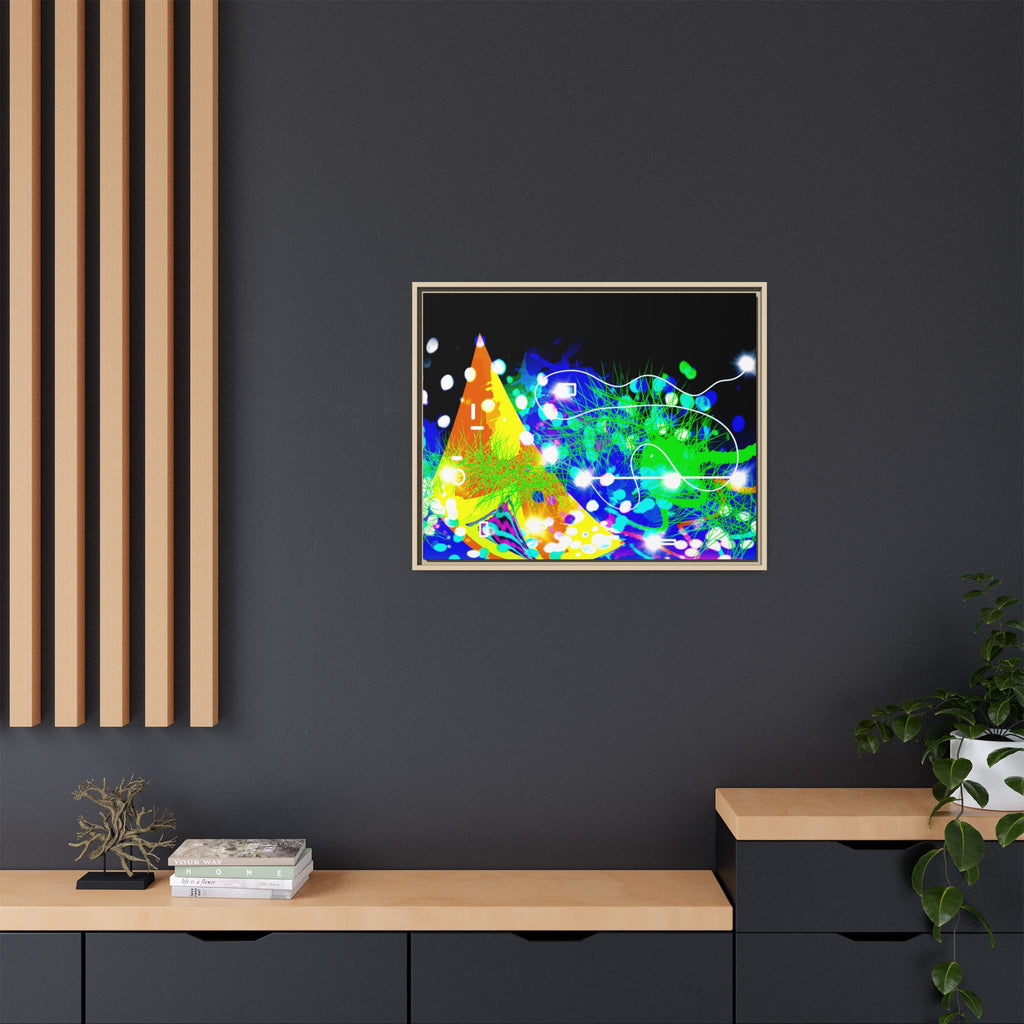 Abstract Neon Wave Matte Canvas Framed Art