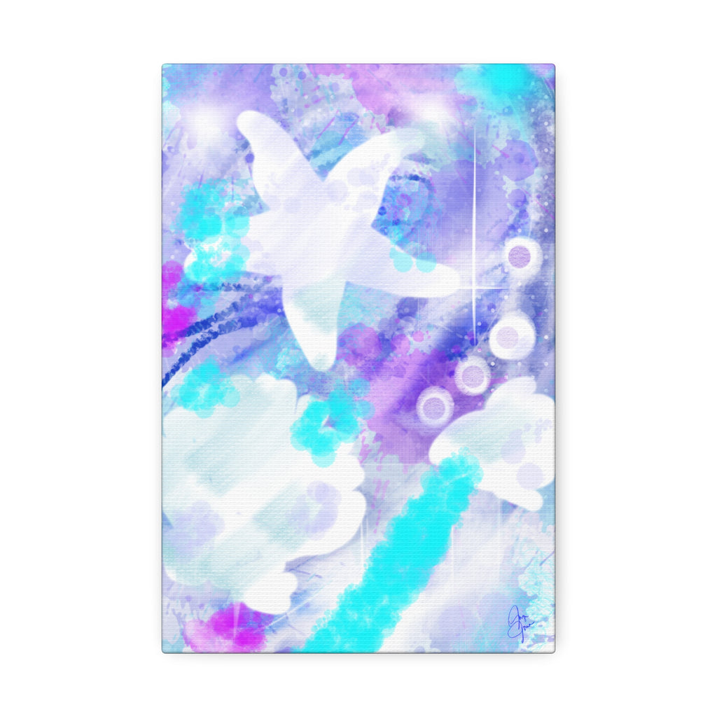 Watercolor Ocean Canvas Art — Purple & Teal Abstract Stretched Canvas