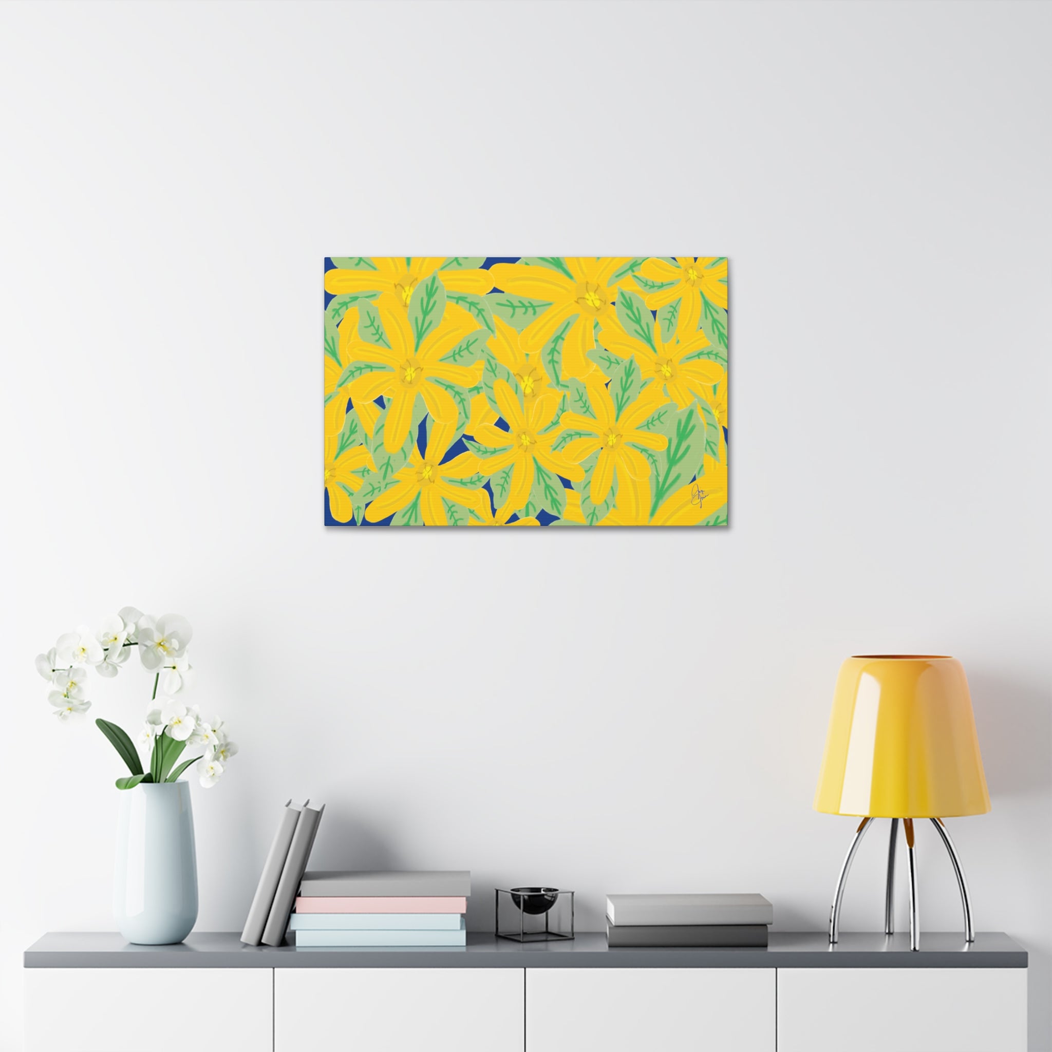 Yellow Daisy Canvas Wall Art — Bright Floral Stretched Canvas (1.5" Depth)