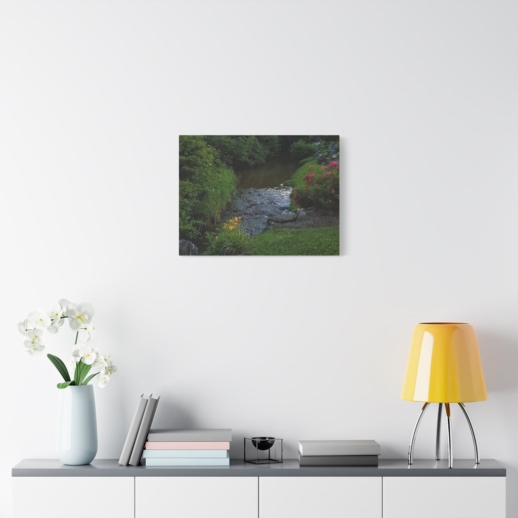 Tranquil Stream Garden — Matte Stretched Canvas Wall Art