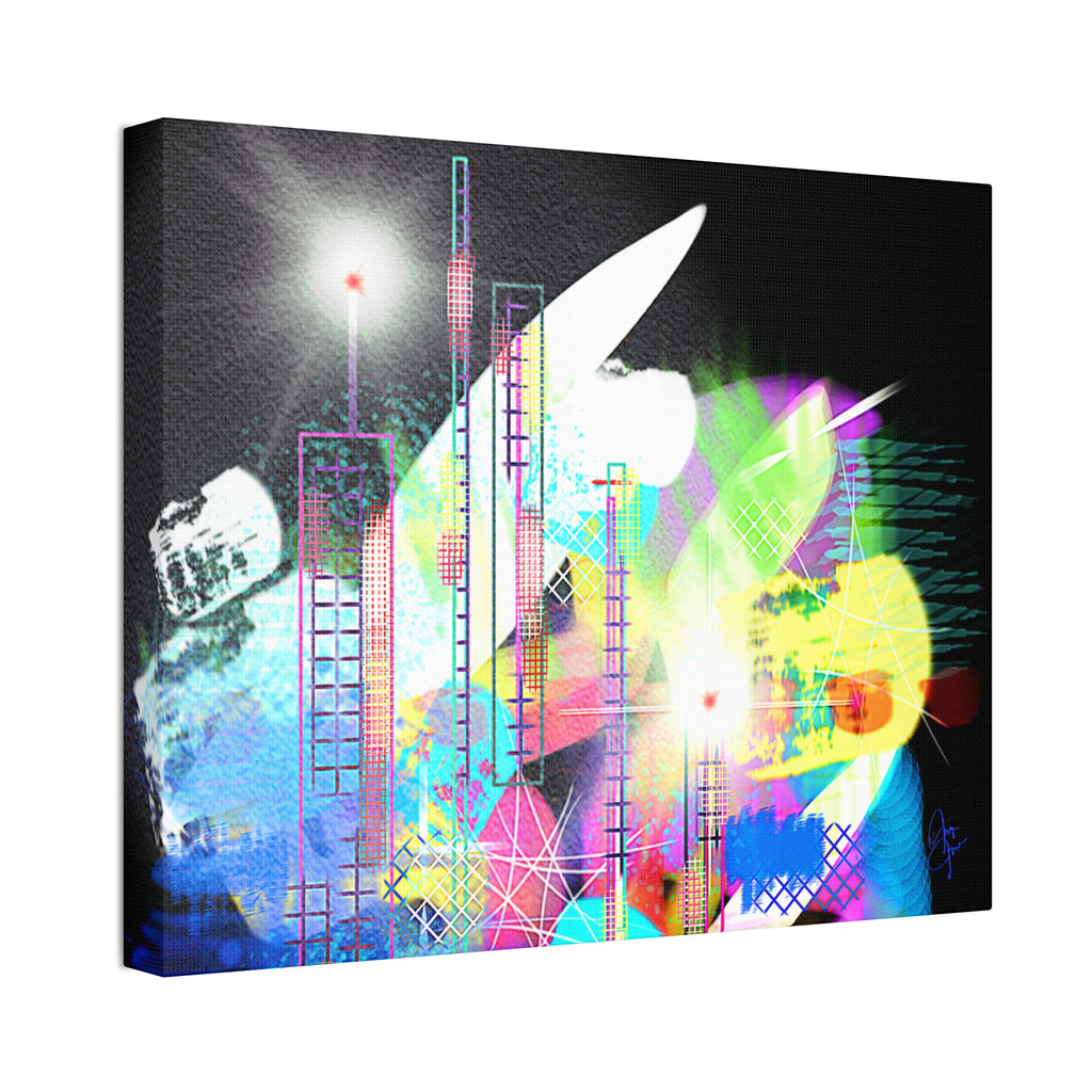 Abstract Neon Cityscape Canvas Print — Stretched 1.5"