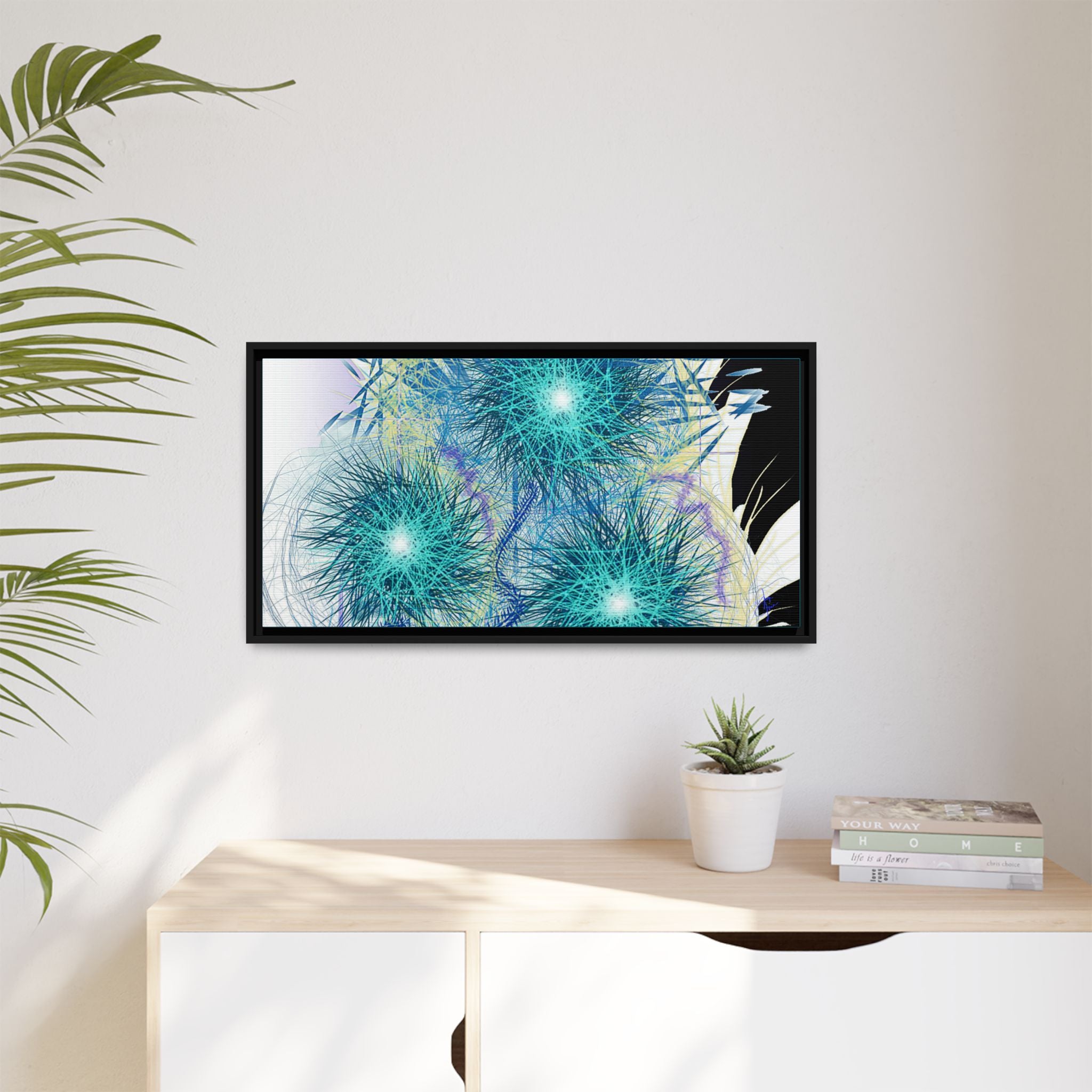 Dandelion Abstract Print Matte Canvas Framed Wall Art
