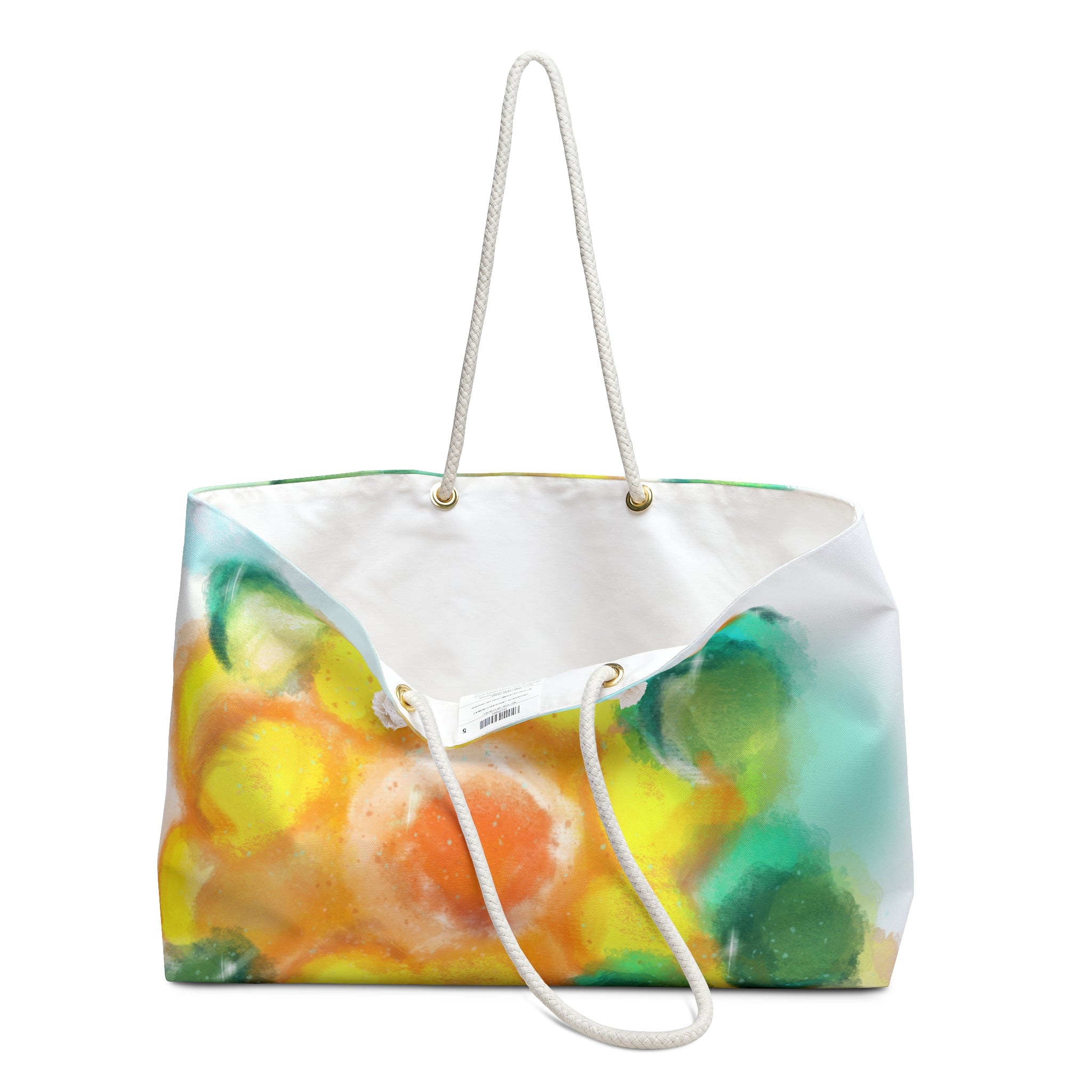 Floral Watercolor Weekender Bag — Bright Yellow Sunflower Tote for Beach & Travel
