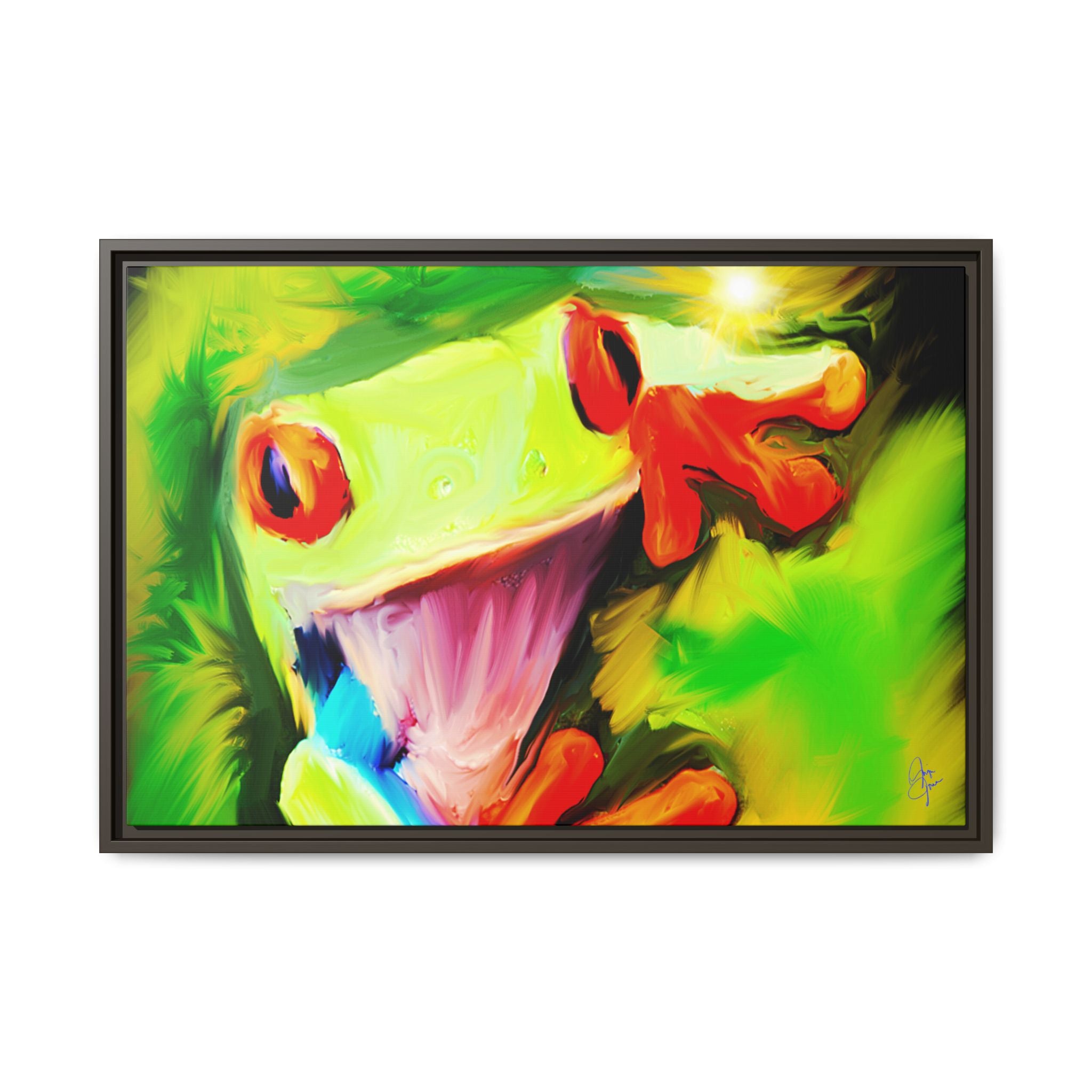 Colorful Tree Frog Matte Canvas Print — Framed Tropical Wall Art
