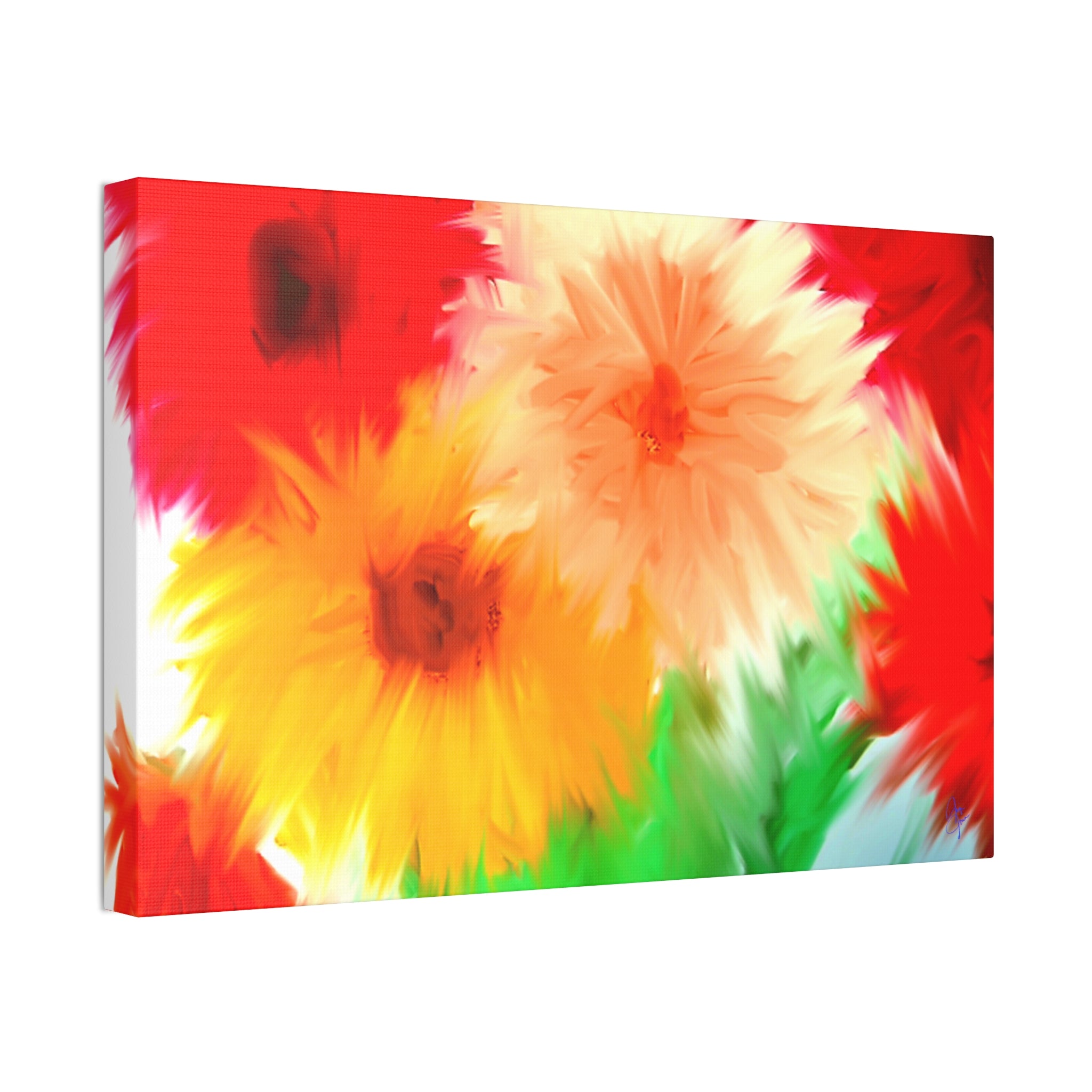 Bright Floral Abstract Canvas Wall Art — Stretched 1.5"