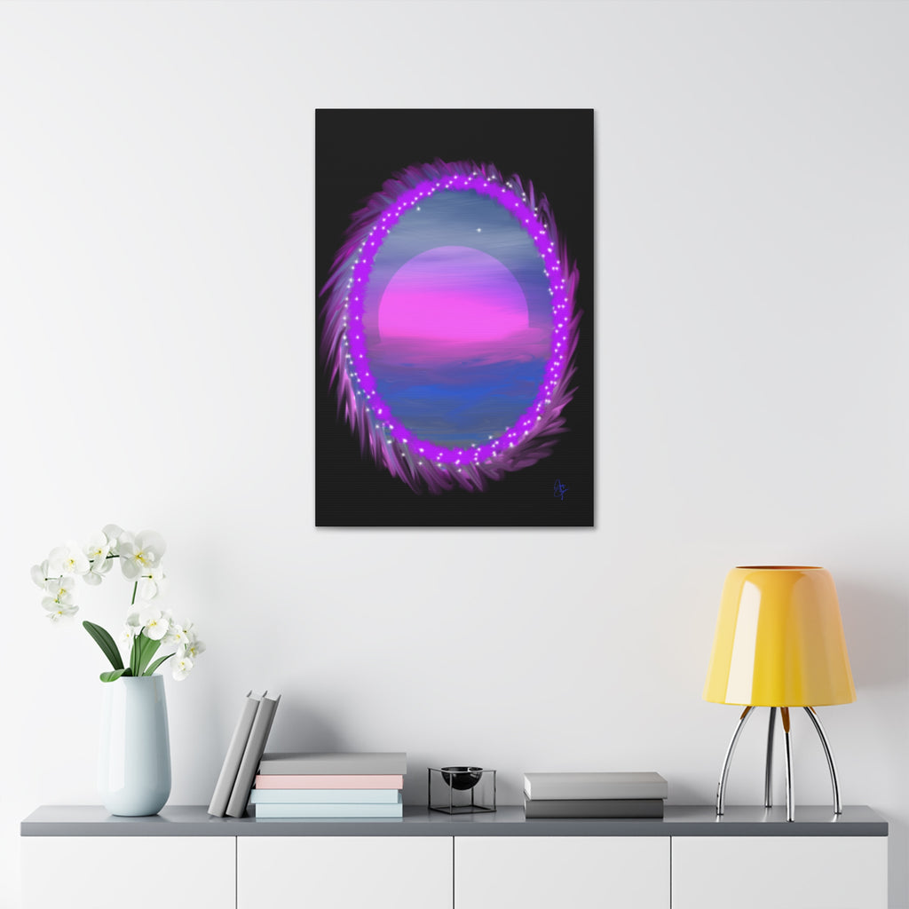 Stretched Canvas - Neon Dream Portal Sunset Wall Art