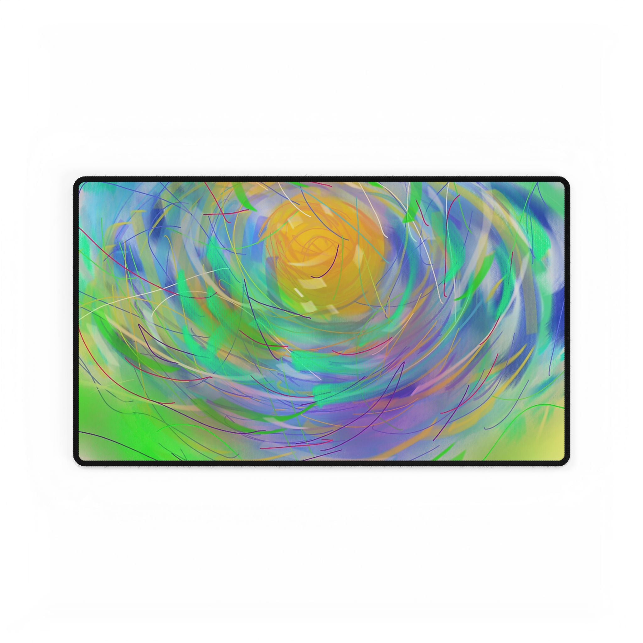 Abstract Sunrise Desk Mat — Colorful Swirl Mouse Pad for Home Office & Gaming