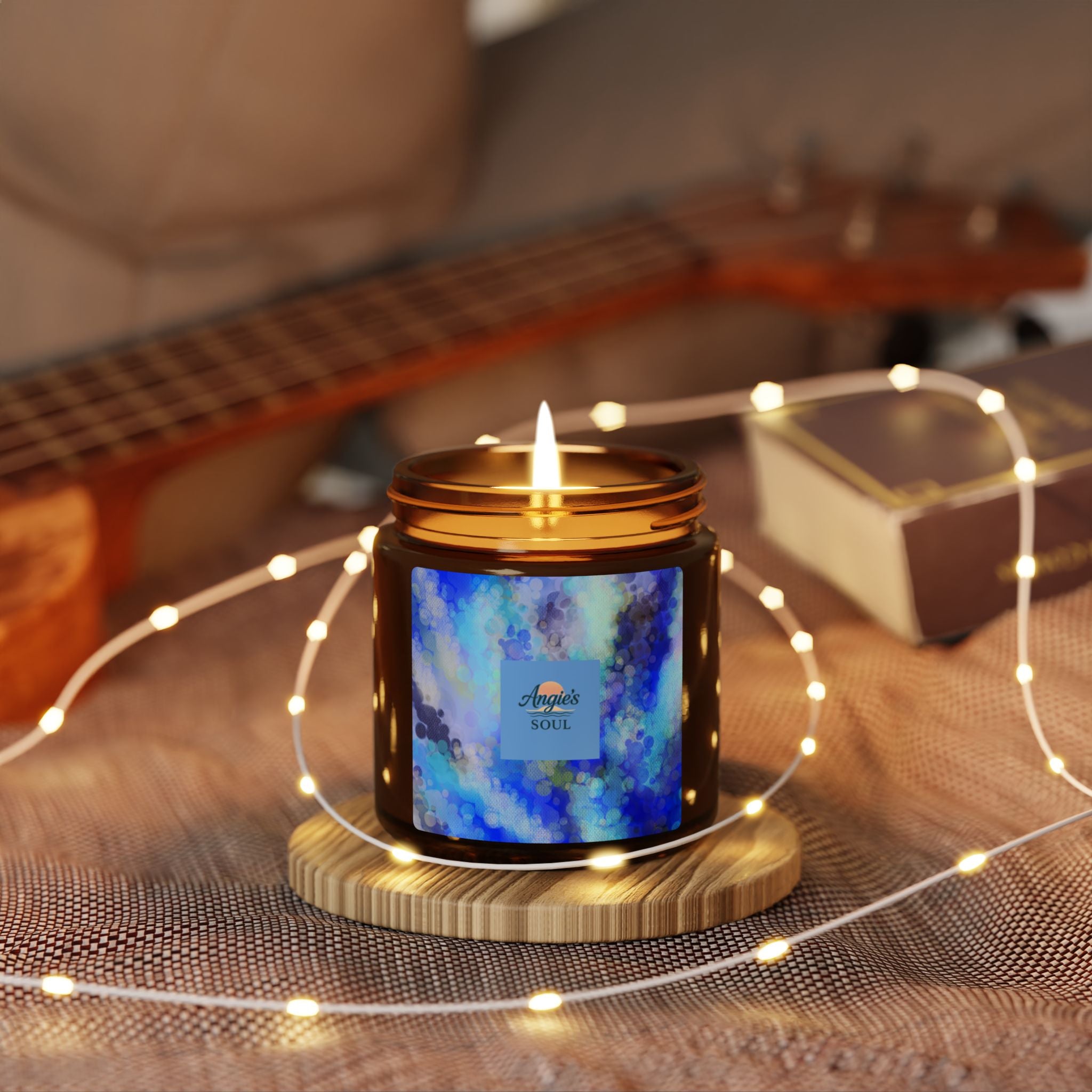 Blue Serenity Soy Candle — Scented Amber Jar (Multi-Size)