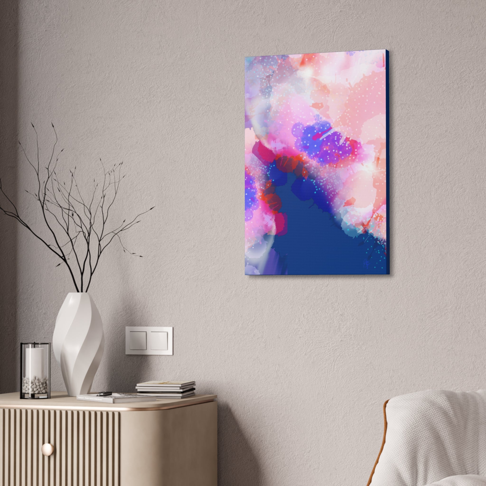 Abstract Pink Watercolor Canvas Wall Art - Stretched 1.5"
