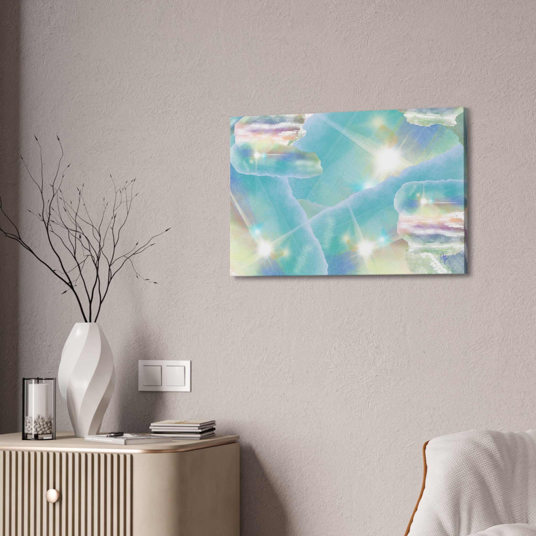 Iridescent Dreamscape Canvas Wall Art — Pastel Sea Glass Abstract