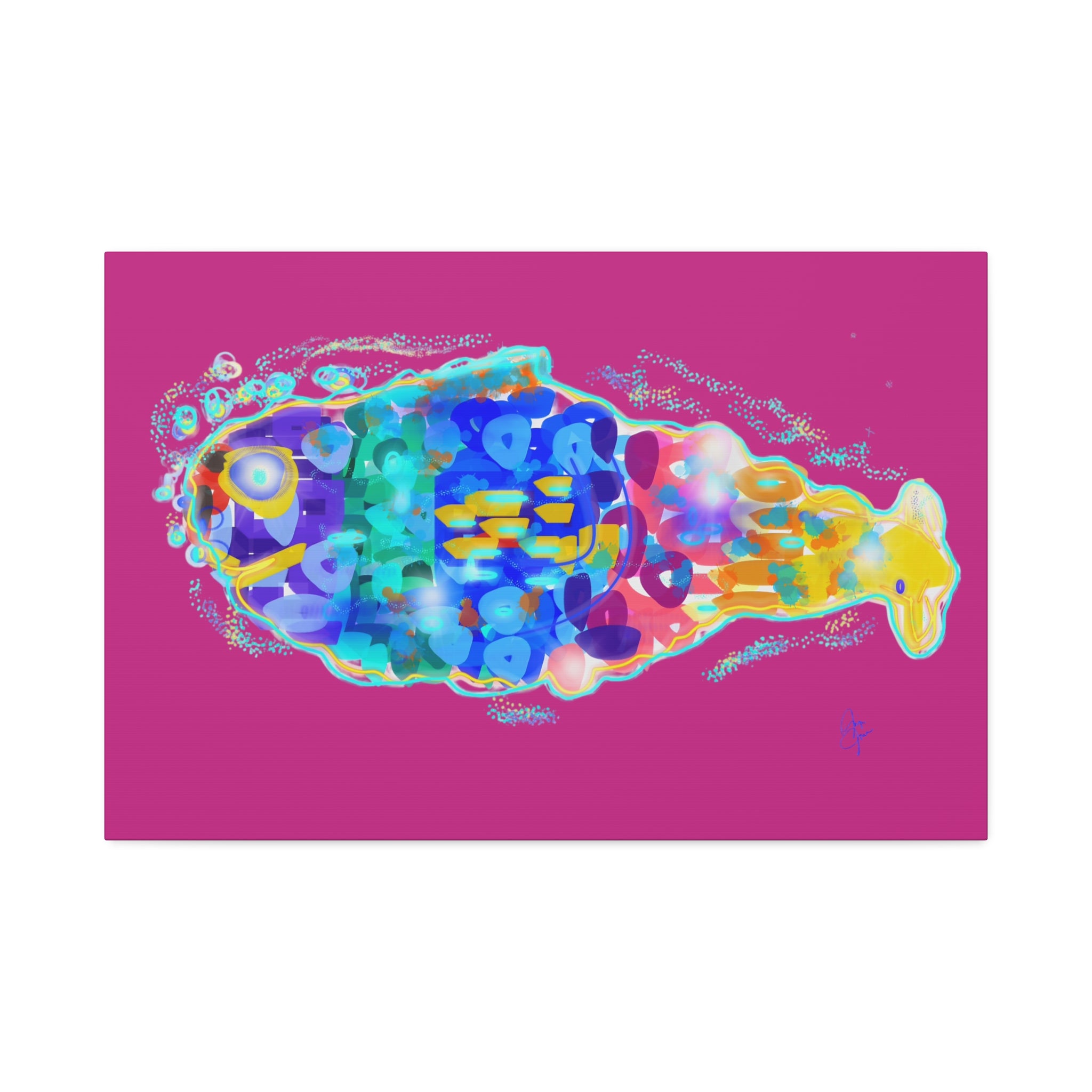 Colorful Abstract Fish Canvas Print — Vibrant Ocean Wall Art