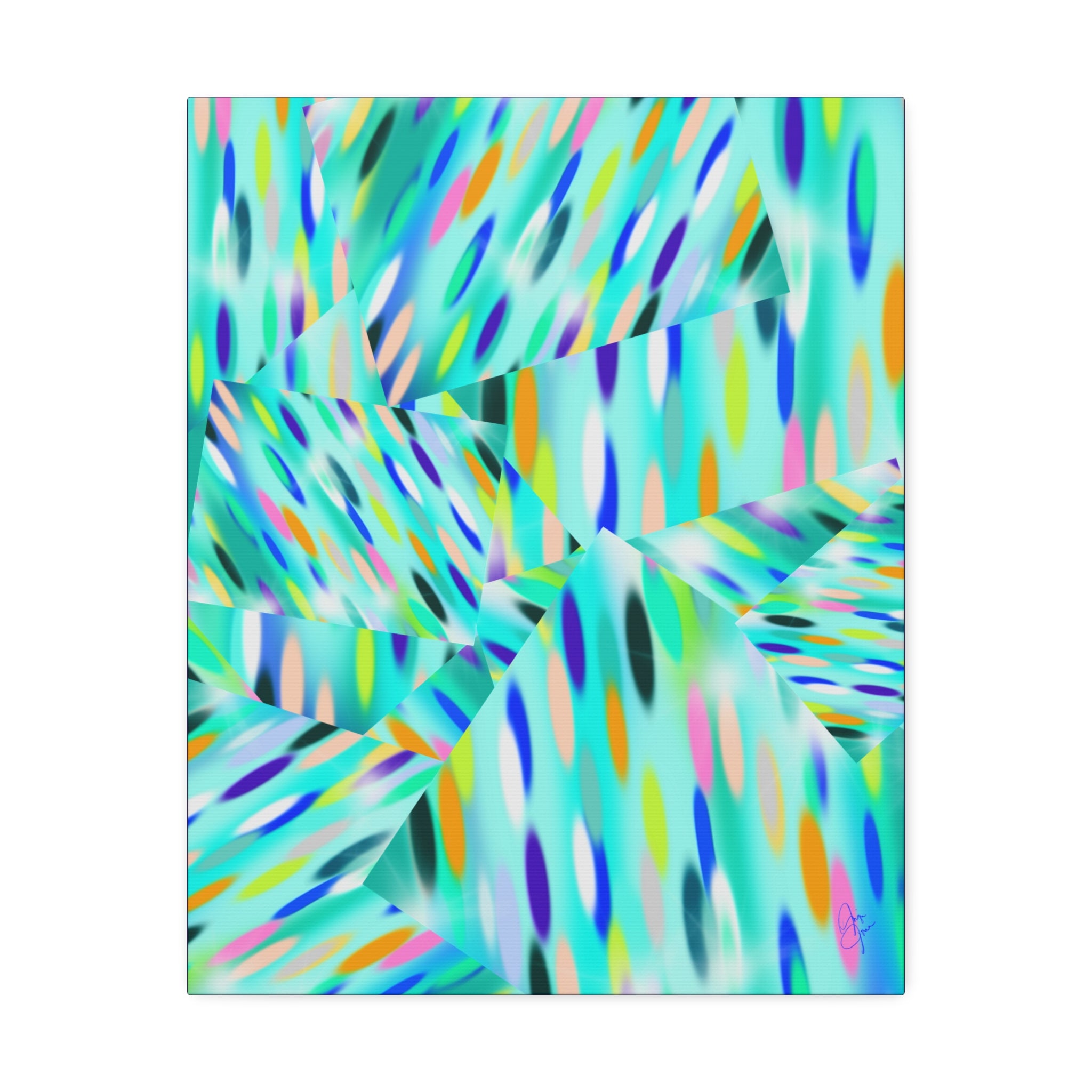 Abstract Aqua Canvas Print — Turquoise Geometric Art on Stretched 1.5" Canvas
