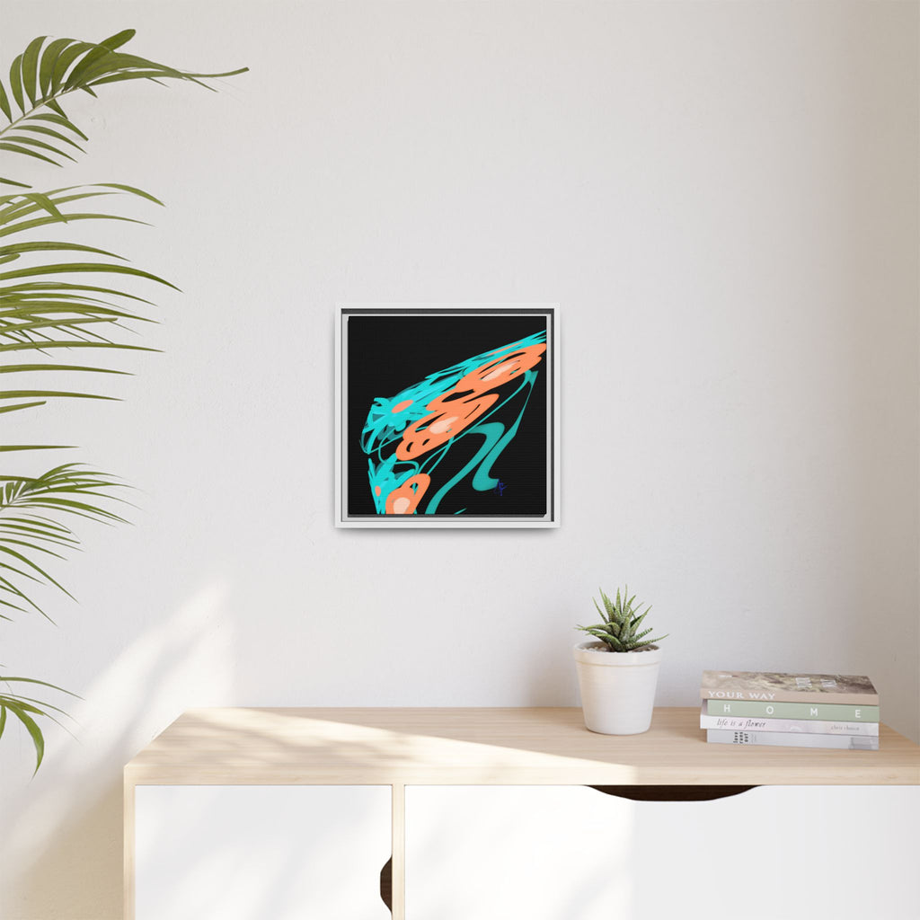 Abstract Teal & Coral Splash Framed Canvas