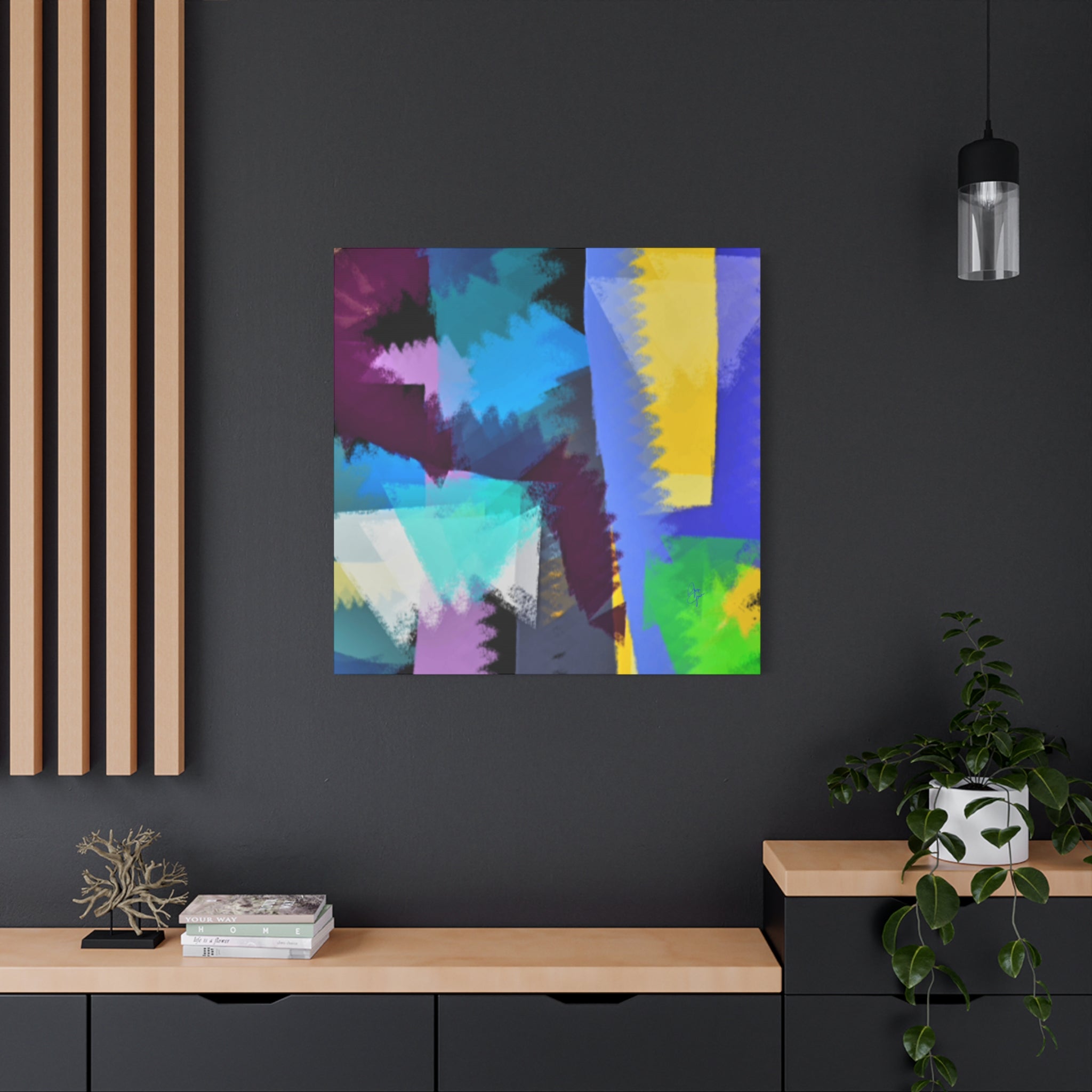 Abstract Color Burst Canvas Print — Vibrant Geometric Wall Art