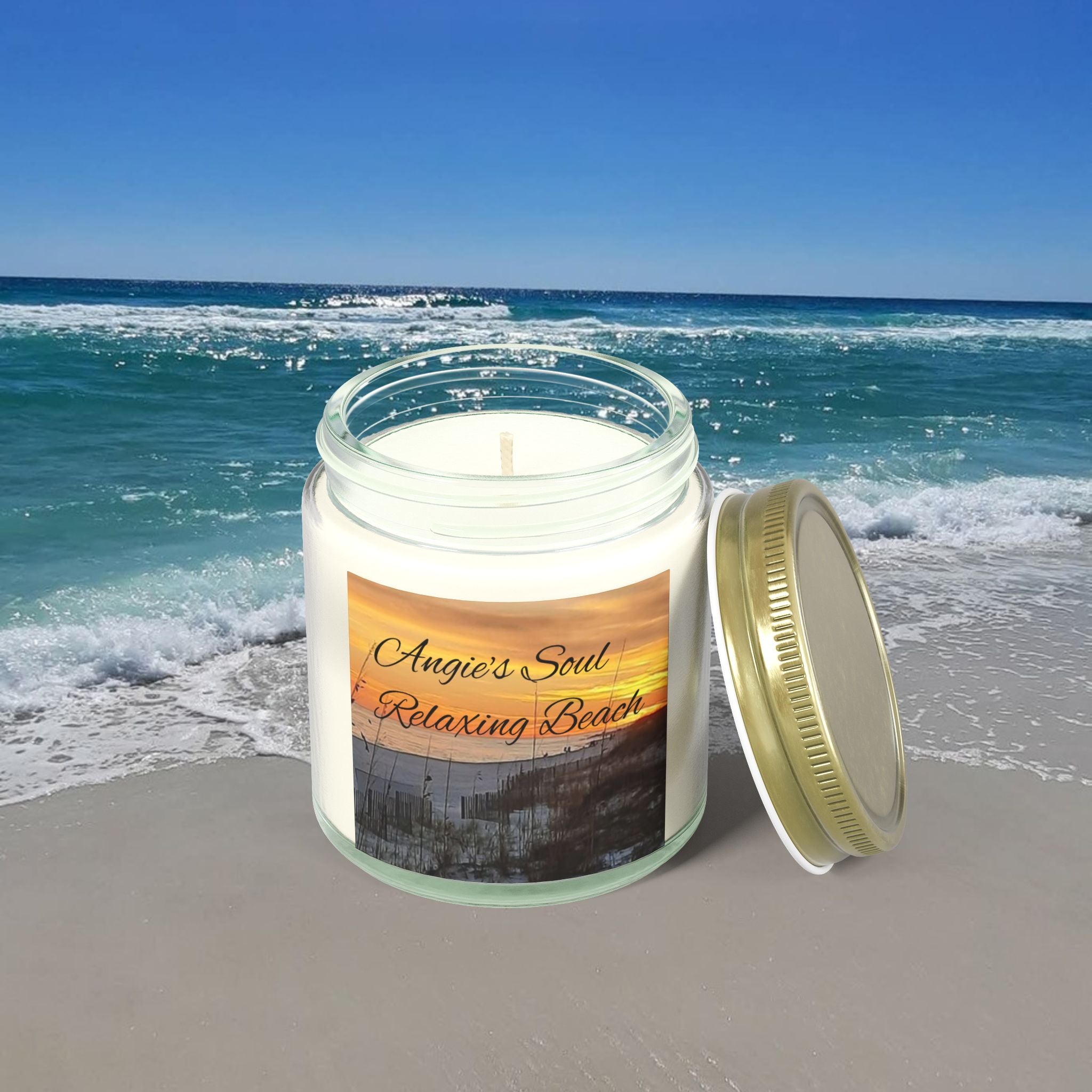 Relaxing Beach Scented Candle - Coconut Apricot Wax