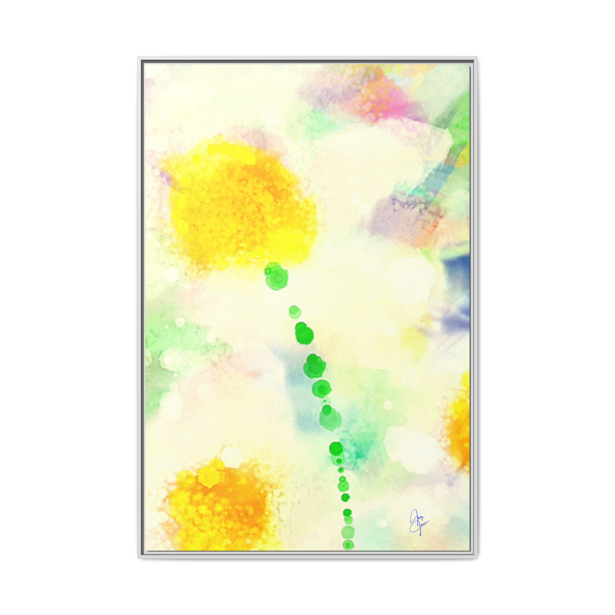 Framed Matte Canvas - Watercolor Yellow Floral Abstract Wall Art