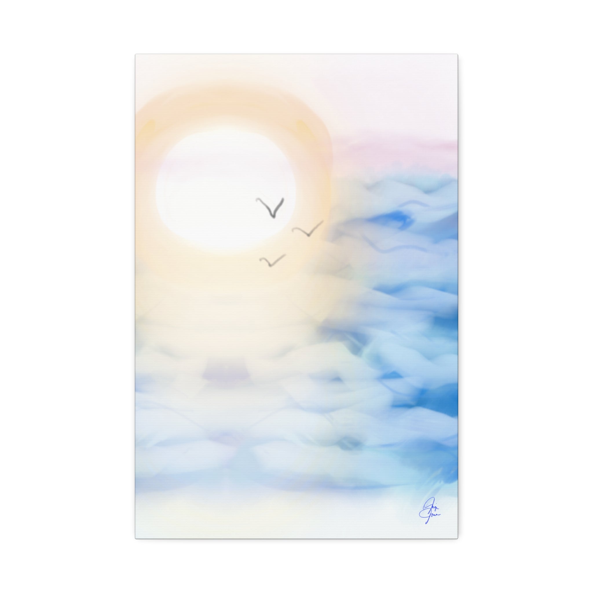 Sunrise Seascape Canvas Print — Soothing Ocean Wall Art, 1.5" Stretched