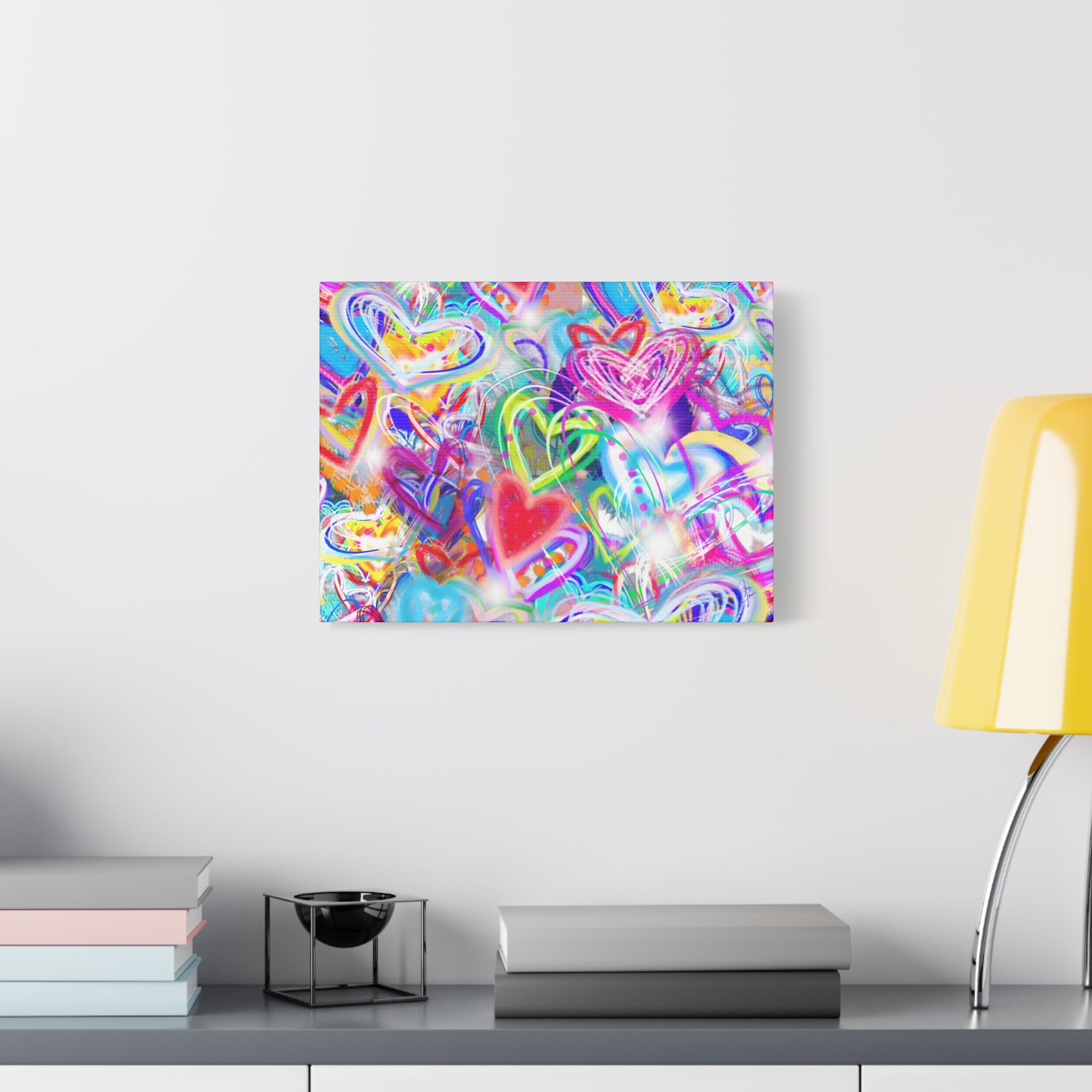Colorful Heart Graffiti Matte Canvas