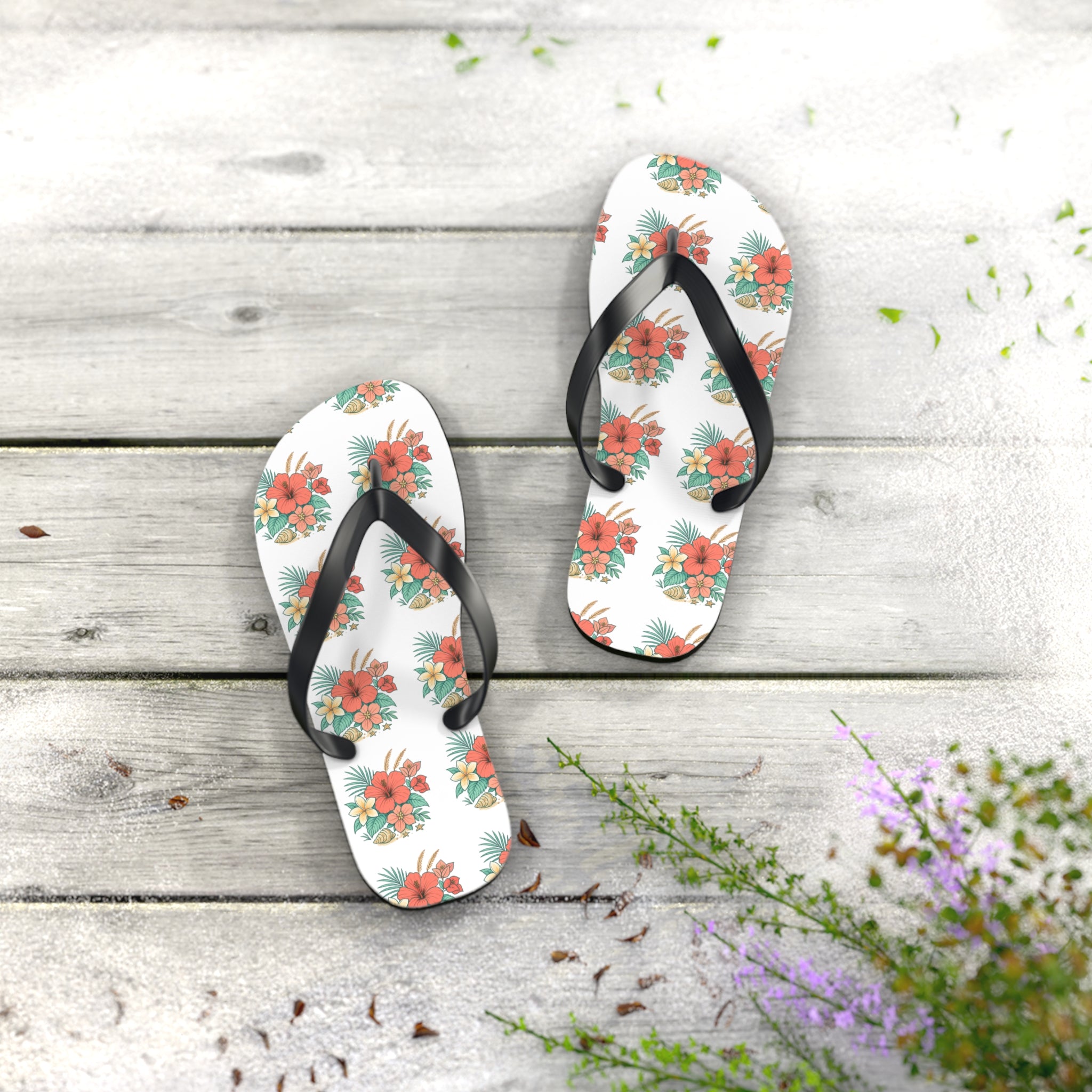 Tropical Hibiscus Flip Flops – Floral Beach Sandals
