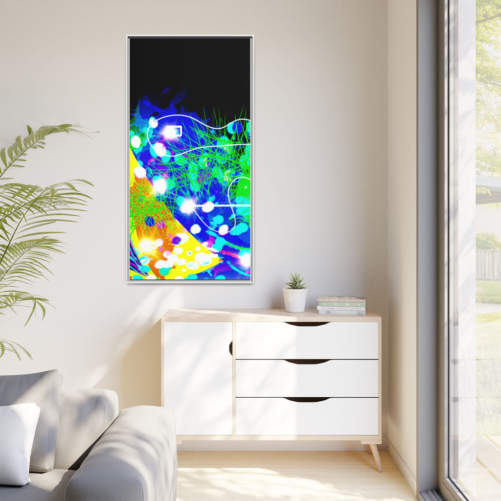 Abstract Neon Wave Matte Canvas Framed Art