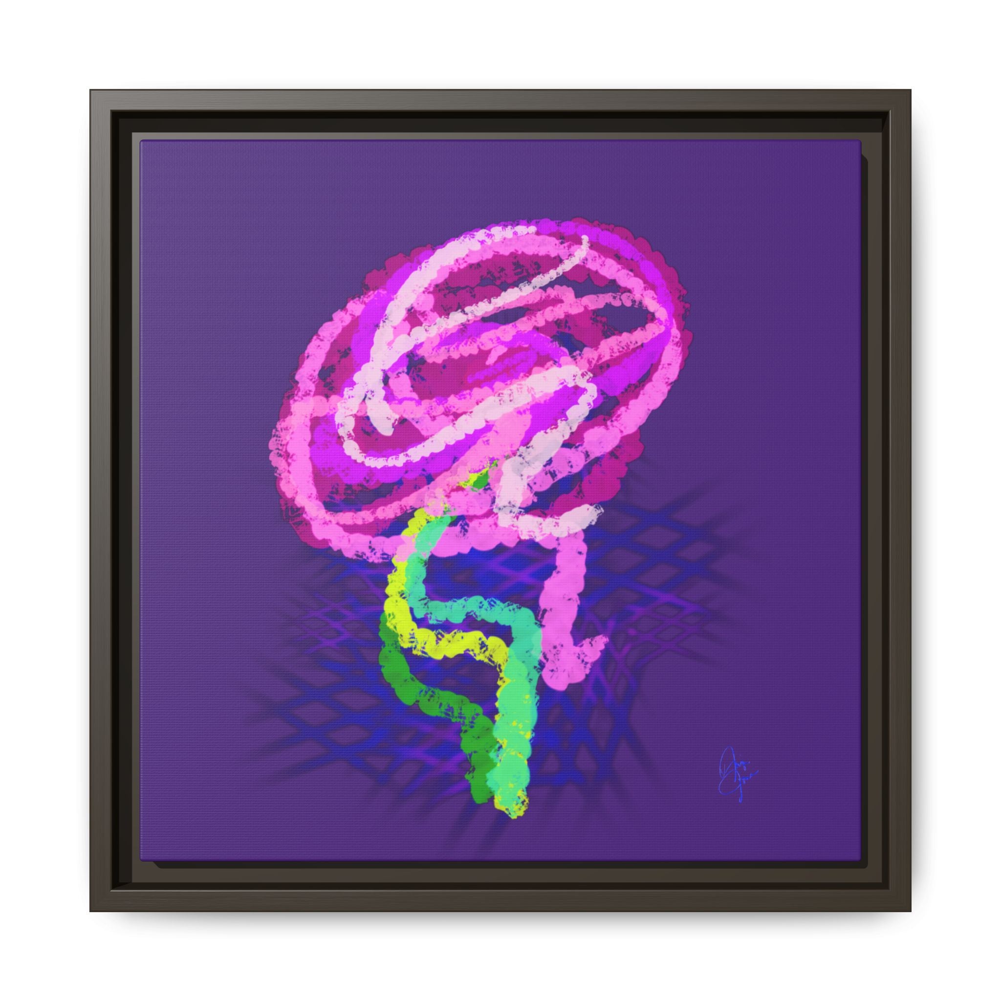 Framed Matte Canvas - Neon Rose Abstract Wall Art