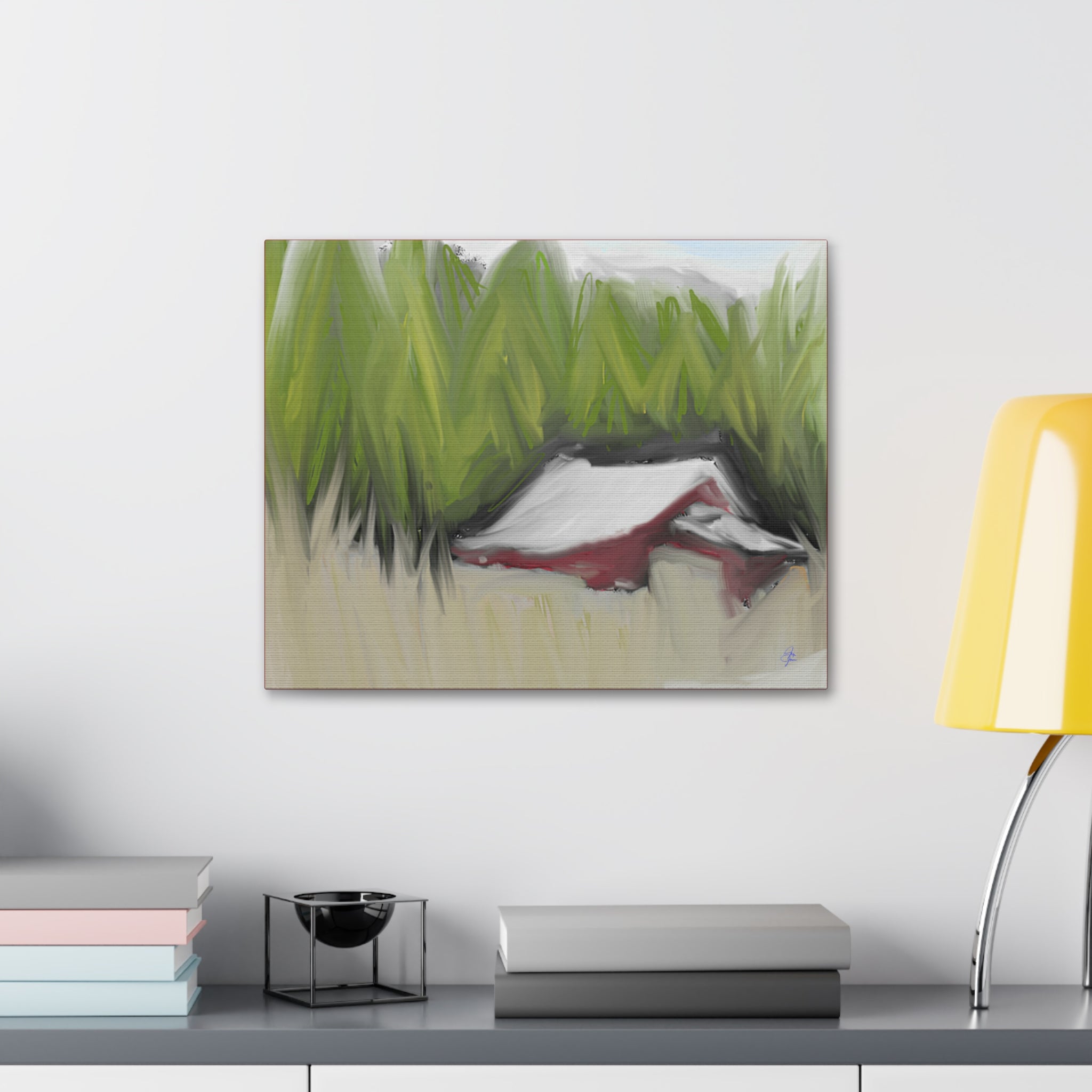 Canvas Wall Art - Red Barn in Green Field Stretched Canvas (1.5")