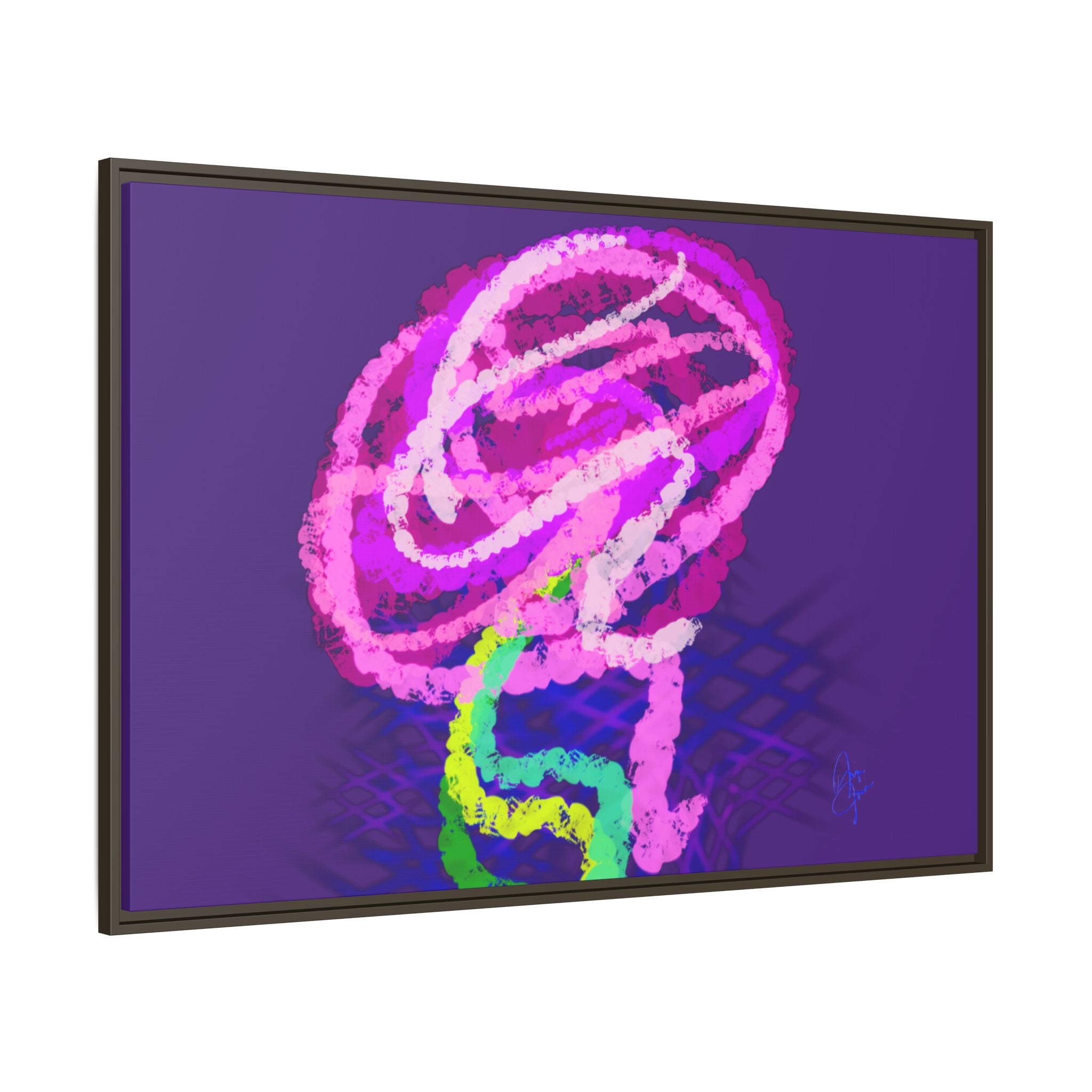 Framed Matte Canvas - Neon Rose Abstract Wall Art