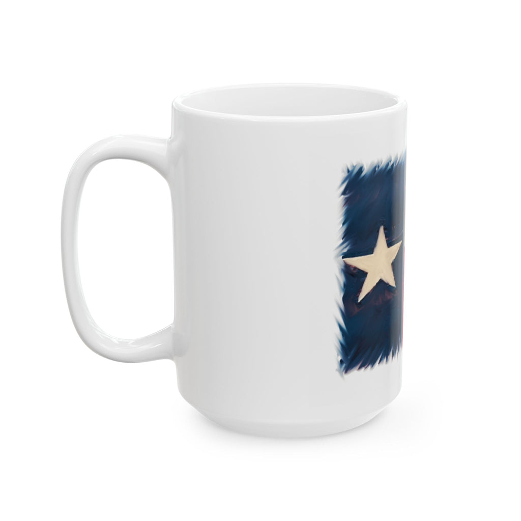 Texas Flag Ceramic Mug — Rustic Lone Star Coffee Cup (11oz/15oz)