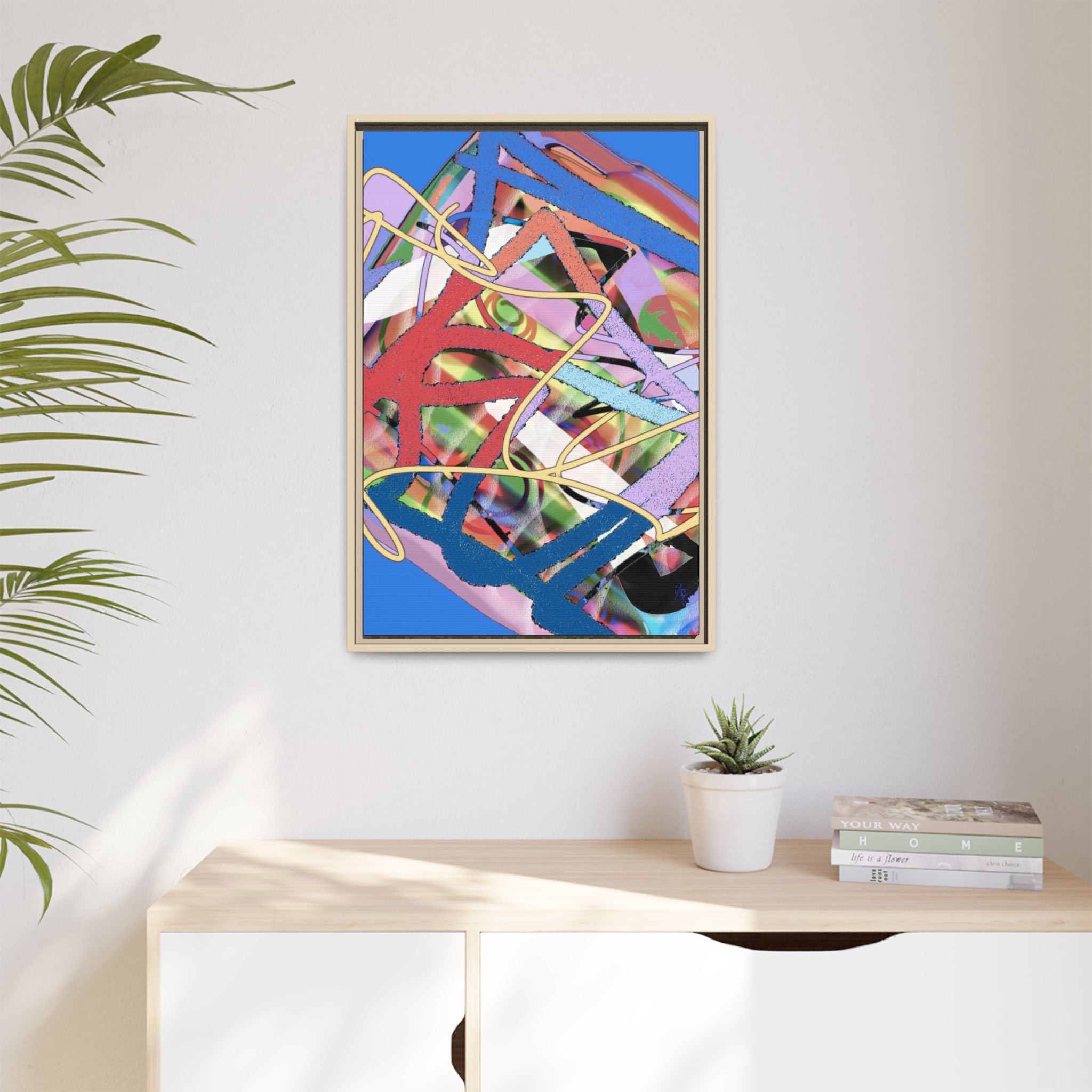 Abstract Multi‑Color Framed Canvas Art – Vibrant Modern Wall Decor