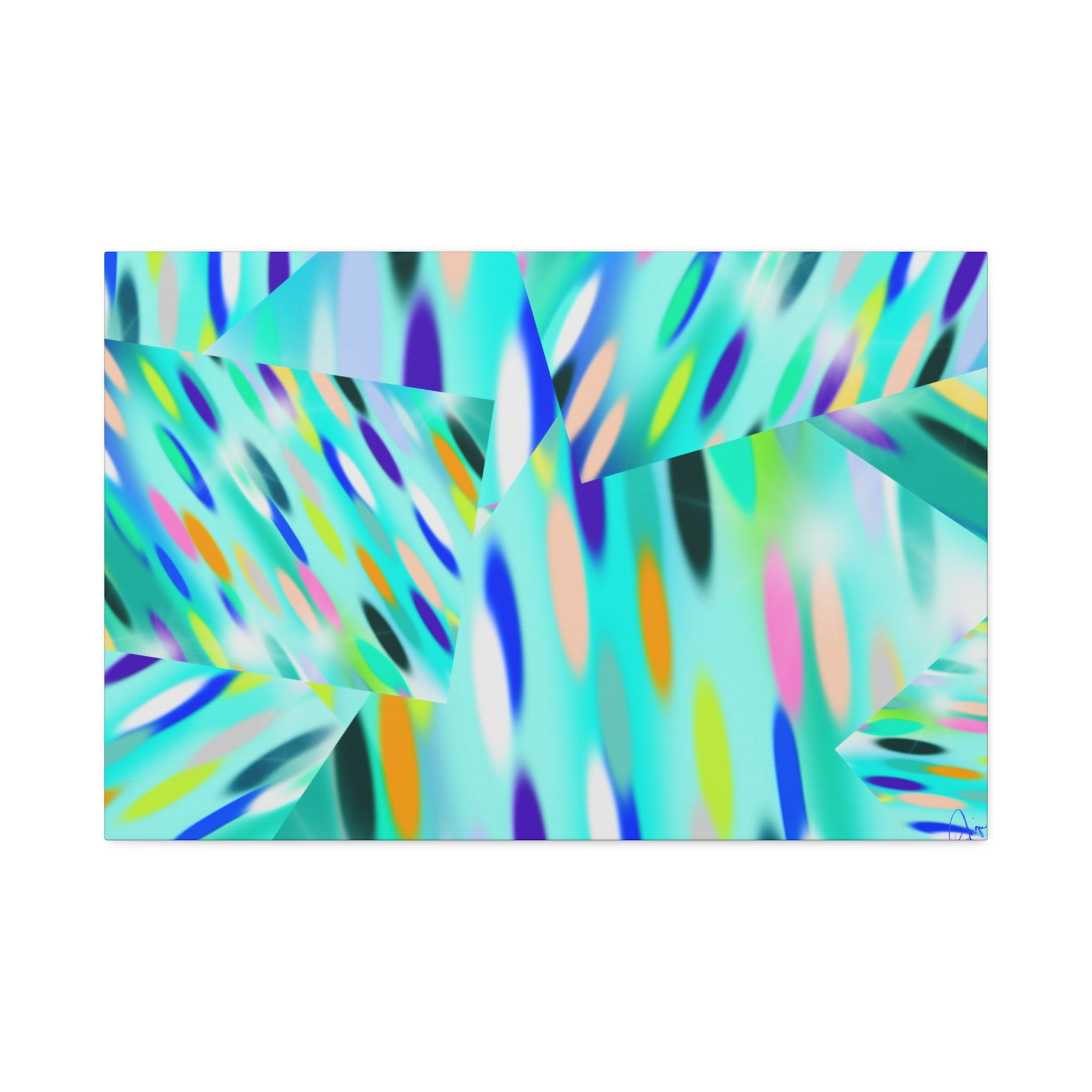 Abstract Aqua Canvas Print — Turquoise Geometric Art on Stretched 1.5" Canvas