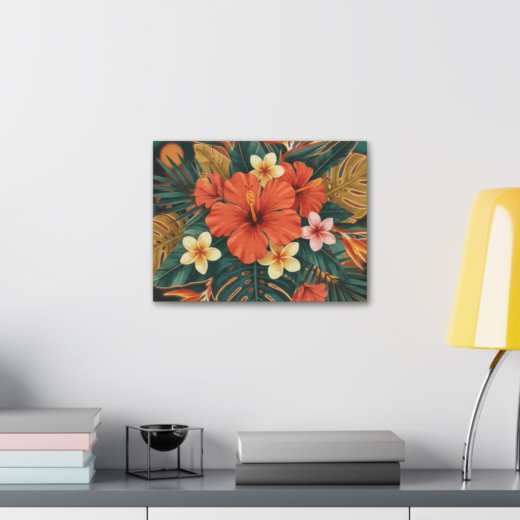 Tropical Hibiscus Canvas Wall Art — Vibrant Floral Stretched Canvas