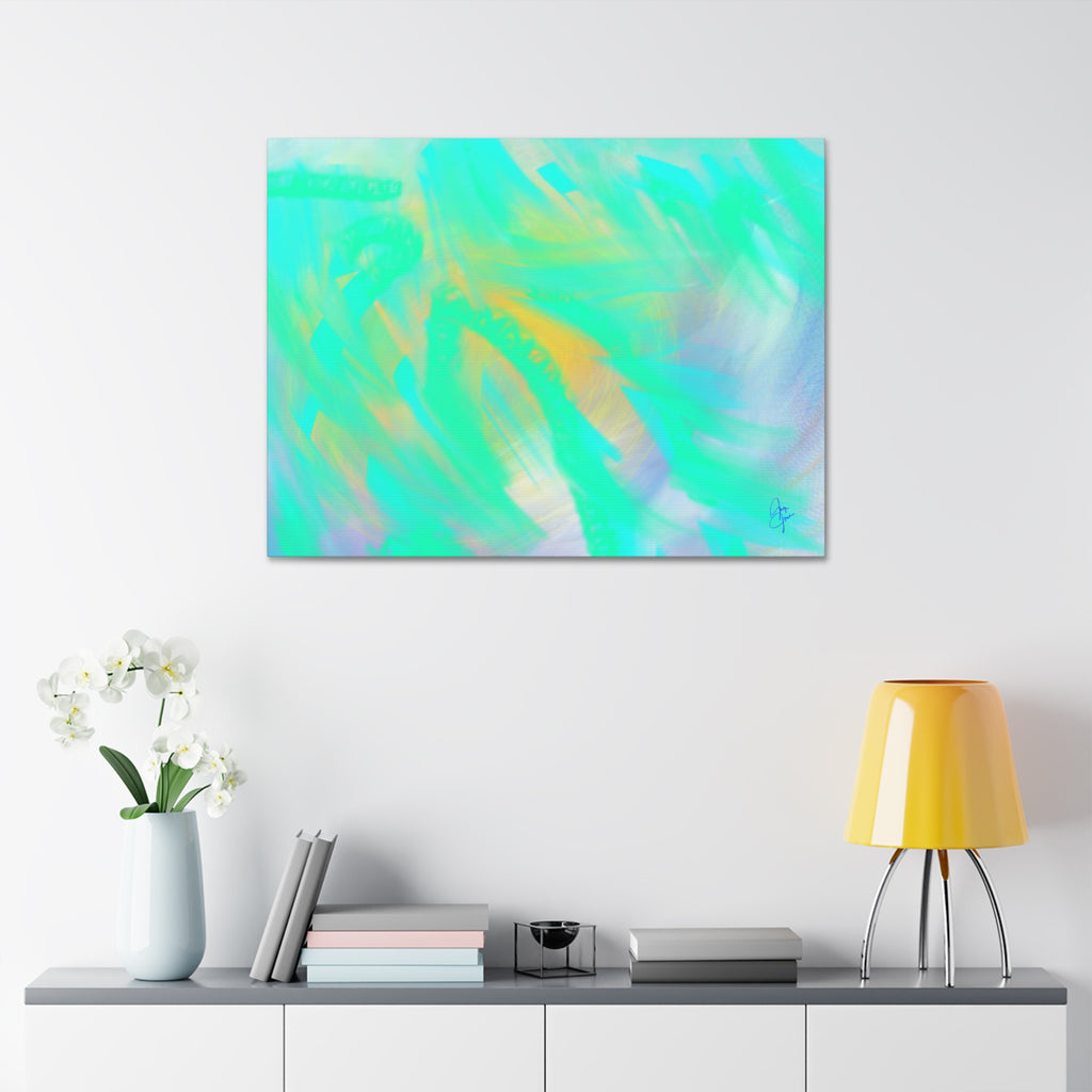 Turquoise Abstract Canvas Print – Ocean Breeze Stretched Wall Art