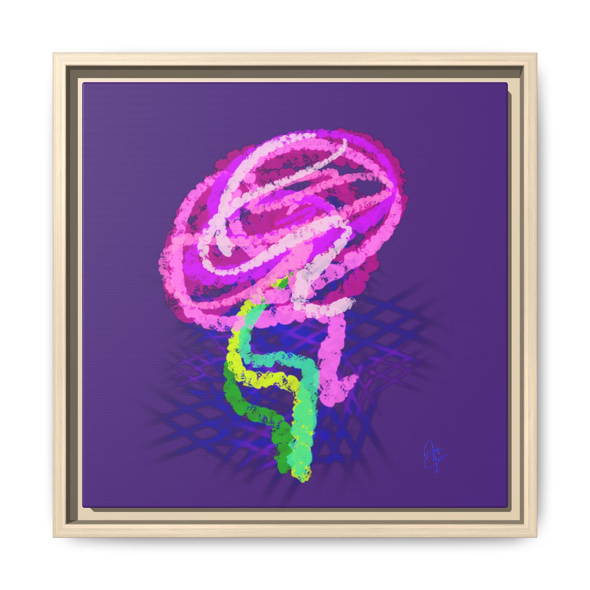 Framed Matte Canvas - Neon Rose Abstract Wall Art