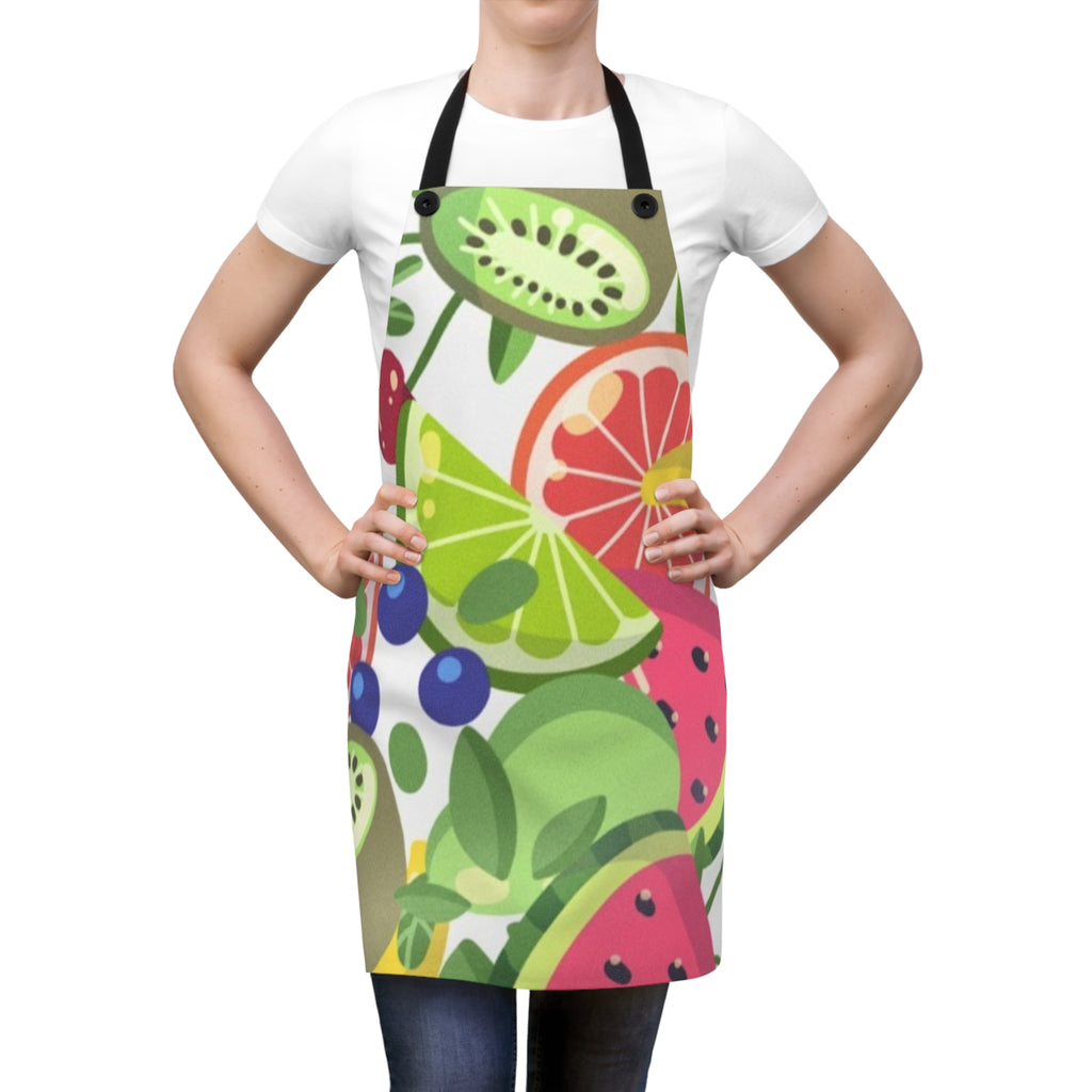 Fruit Pattern Apron — Colorful Summer Citrus & Watermelon Kitchen Apron